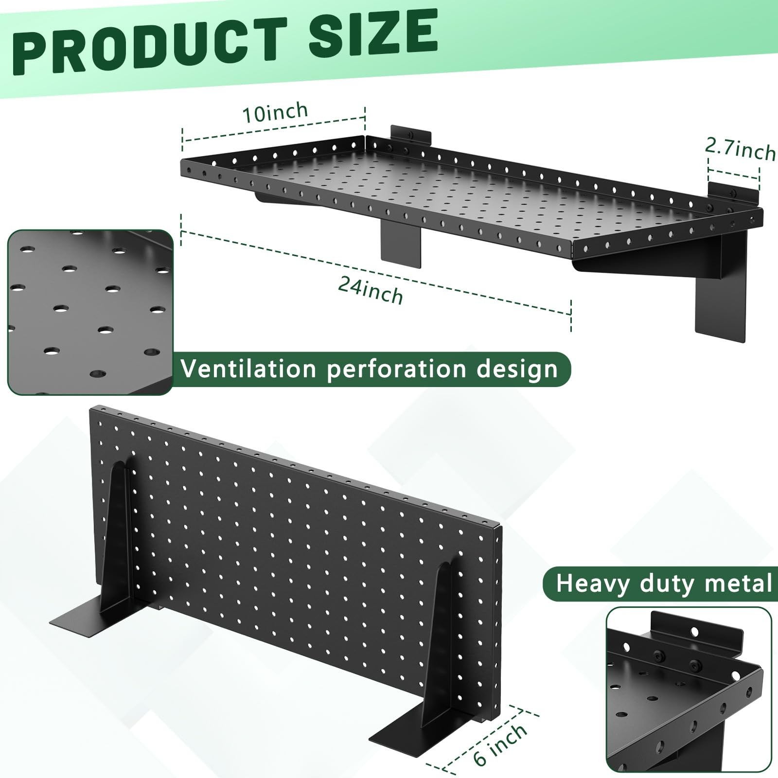 Yantuo 2 Pack Slatwall Shelves, 24 Inch Heavy Duty Slat Wall Hanging Shelf fo…