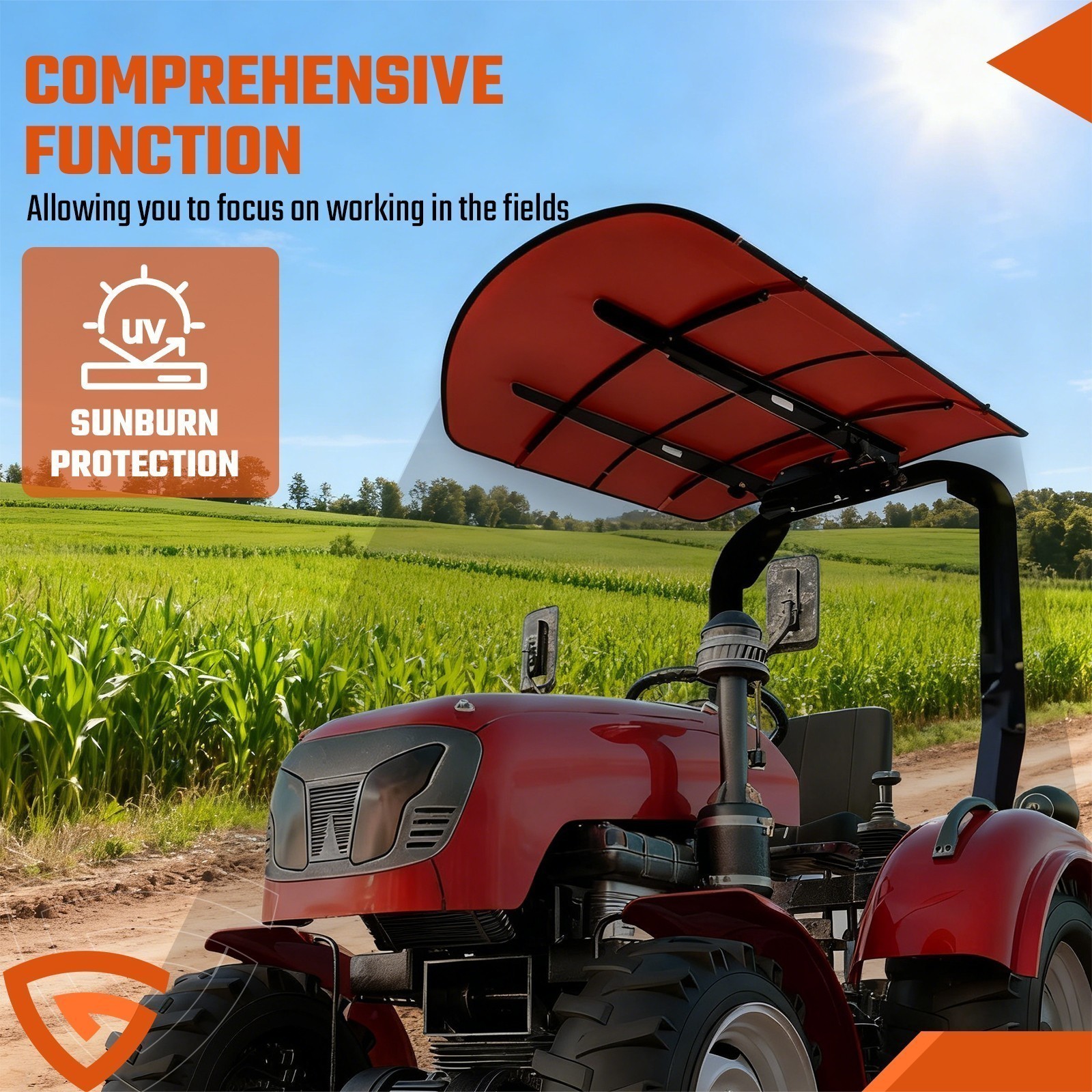 Shield Tuff Top Tractor Canopy For 2″ x 2″ or 2″ x 3″ ROPS 48″ X 52″-Red US