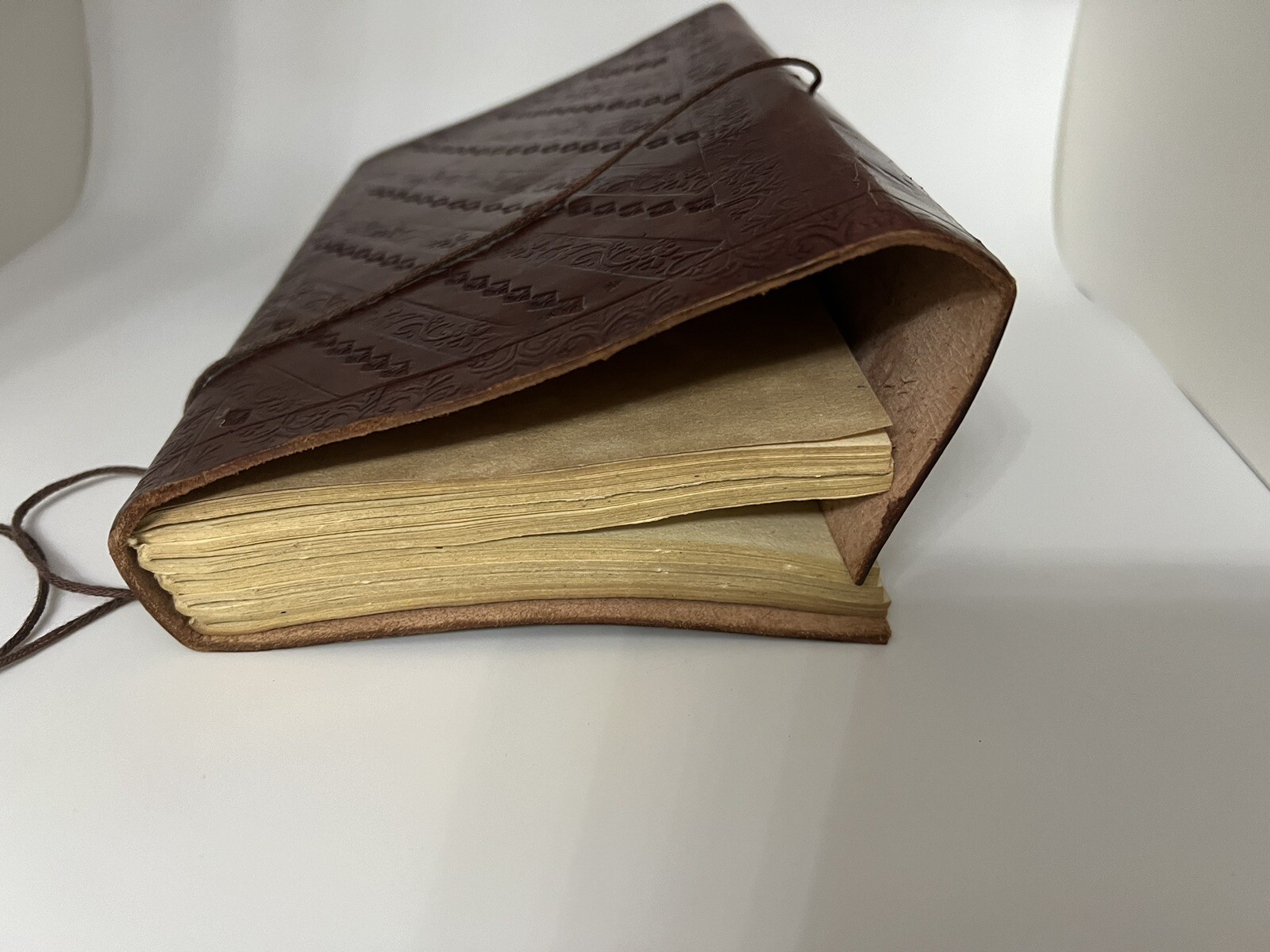 Rustic Vintage Leather journal handmade deckle edge paper grimoire sketchbook