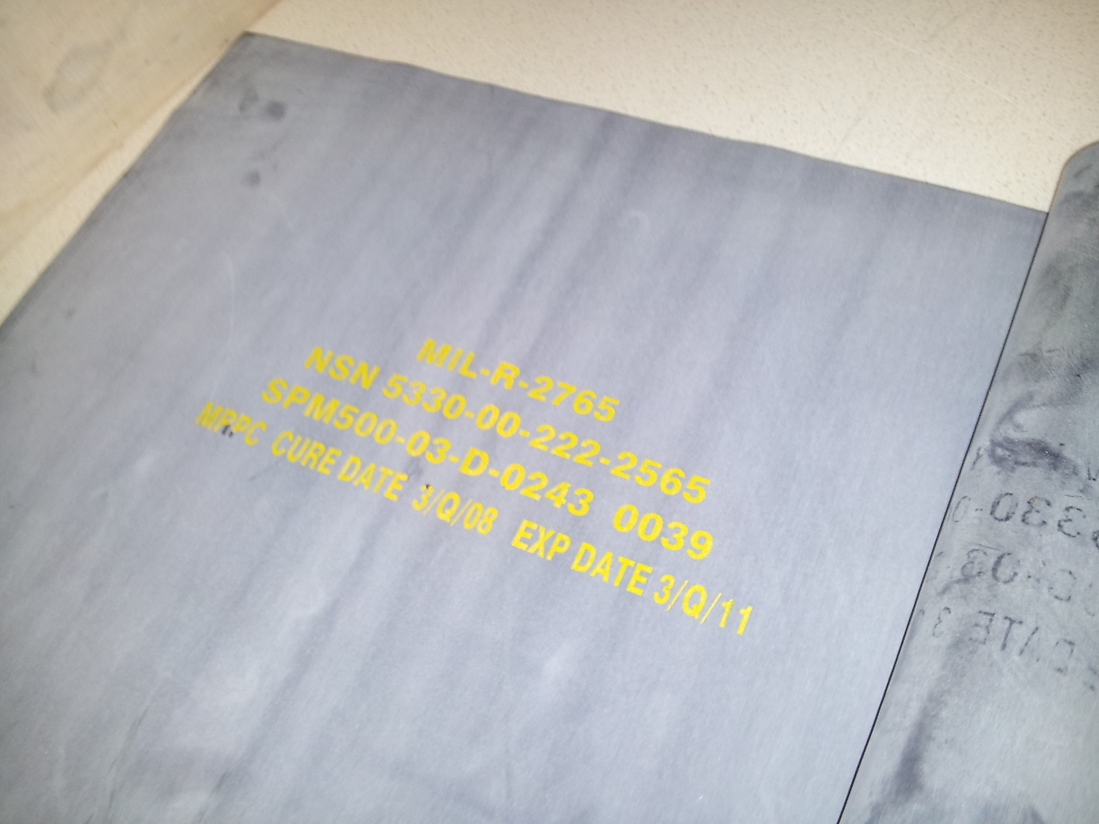 NOS Synthetic Solid Rubber Sheet Mat 1/32″ x 3′ x 3′ MILR2765 9320002222565