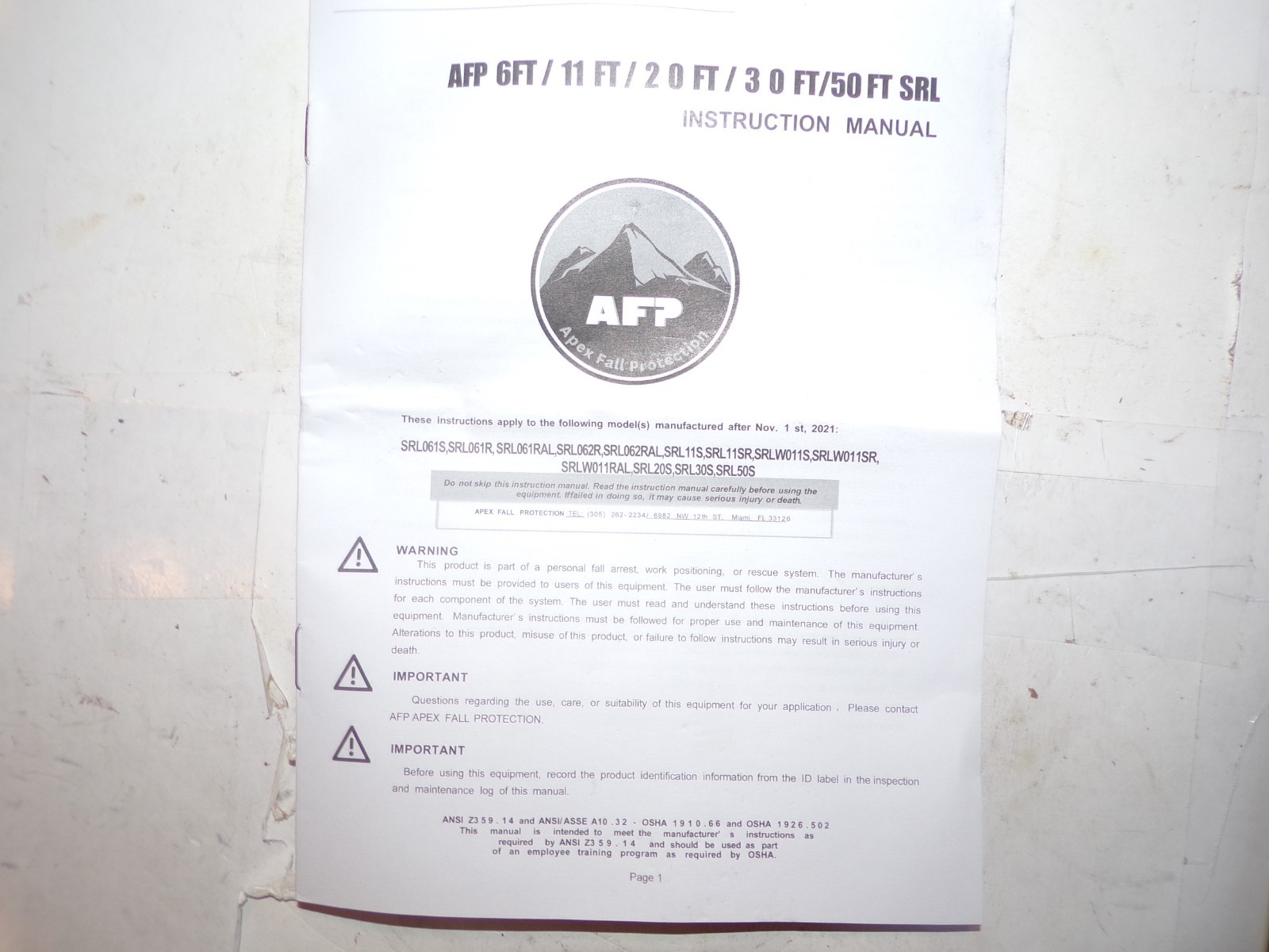 DEMON PERSONAL FALL LIMITER BY AFP, SINGLE 6 FOOT RETRACTABLE WITH STEEL SNAP