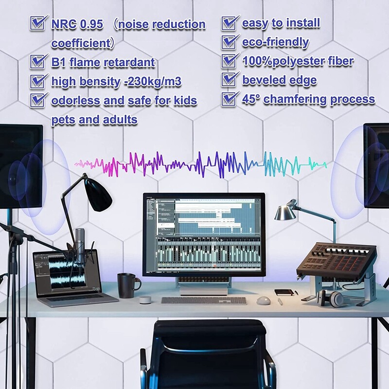 18pcs Self Adhesive Acoustic Plates, Soundproof Wall Plates, 30.5 X 258918-