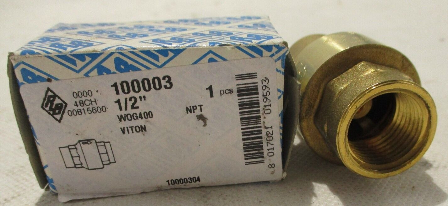 NEW RB VITON 100003 1/2″ INCH BRASS CHECK VALVE 400WDG MADE IN ITALY