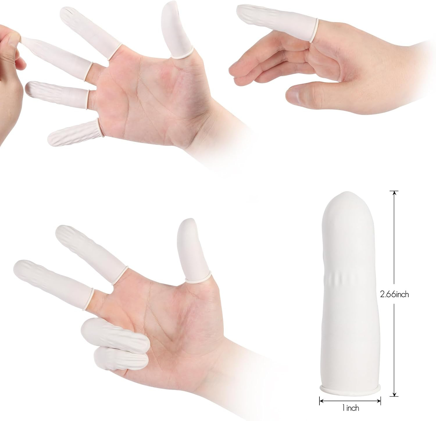 White Latex Finger Cots Medium Disposable Finger Protectors 210 Pcs
