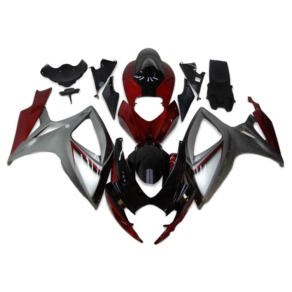 Suzuki GSXR 600/750 K6 06 07 Injection ABS Plastic Fairings Gloss Red Grey Black