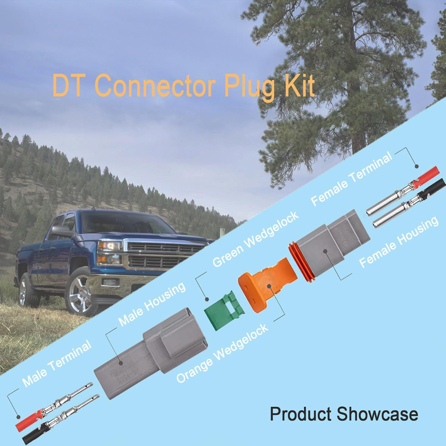 Deutsch DT 2 Pin Connector Kit Waterproof Male Female Plug Socket Quick Disc…
