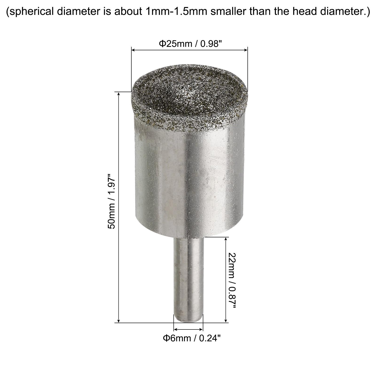 25mm 100 Grits Diamond Mounted Point Spherical Concave Head Bead Grinding Bit