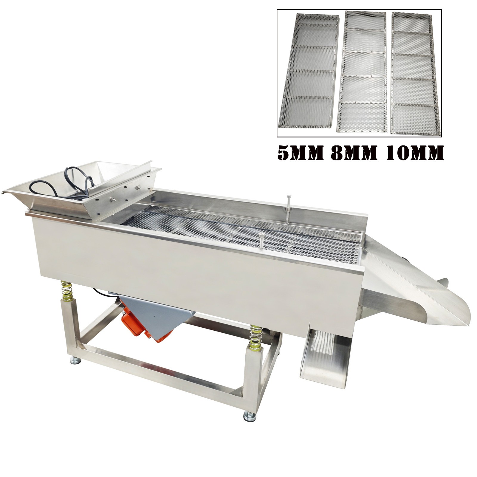 Stainless Steel 3-layer Linear Vibrating Screen w/10mm+8mm+5mm Mesh 110V 120W