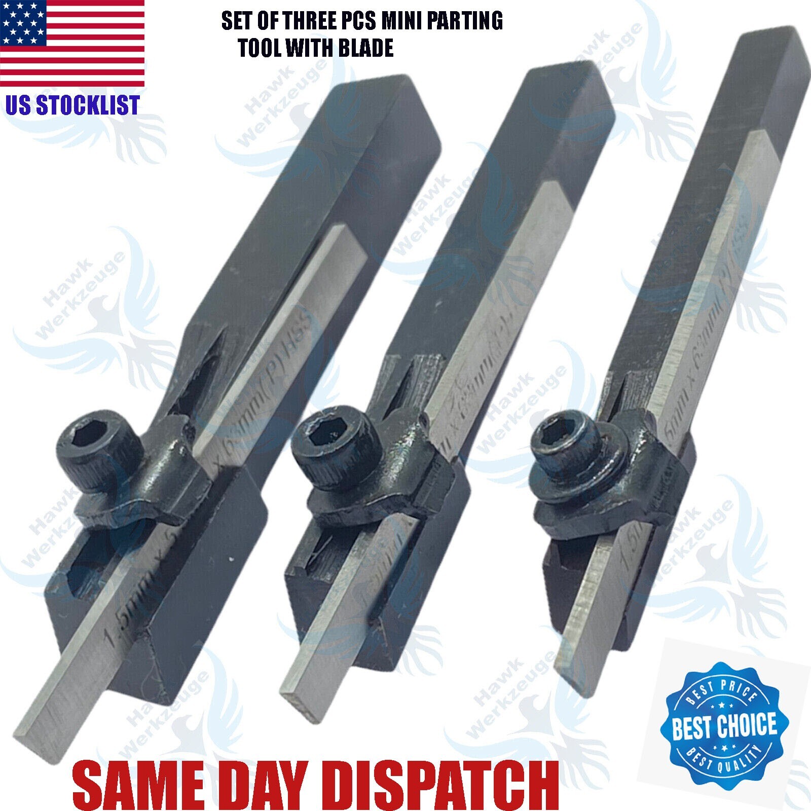 Set of 3 Small Mini Parting Tool Holder Cut Off Tool HSS Blade Unimat Mini Lathe
