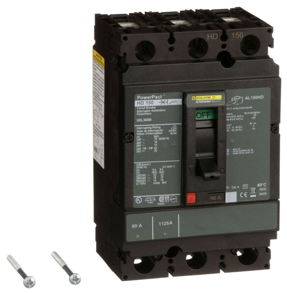 NIB – Square D – HDL36090 – Powerpact H Circuit Breaker, 90A, 3 Pole, 600Vac