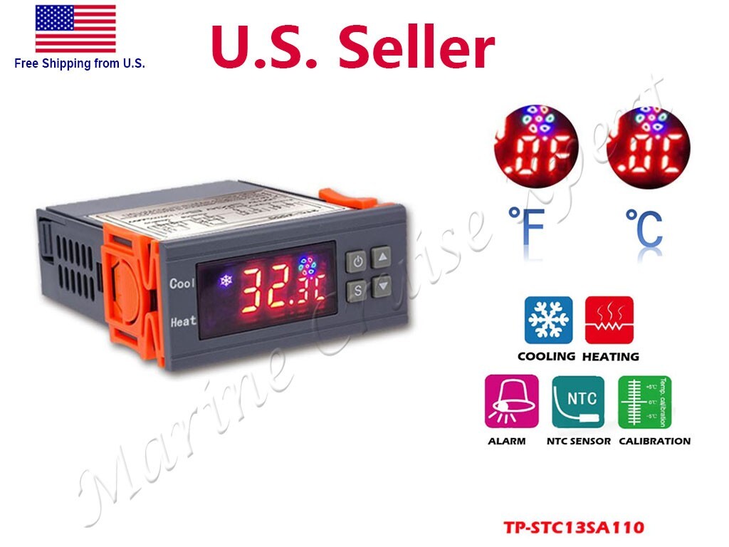 10A 110V Digital Temperature Controller Temp Sensor Thermostat Control Relay US