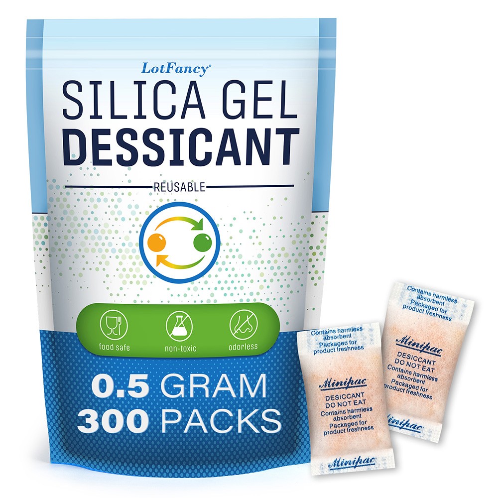 300 Packs 0.5 Gram Silica Gel Packets Desiccant Beads Dryer Moisture Absorber