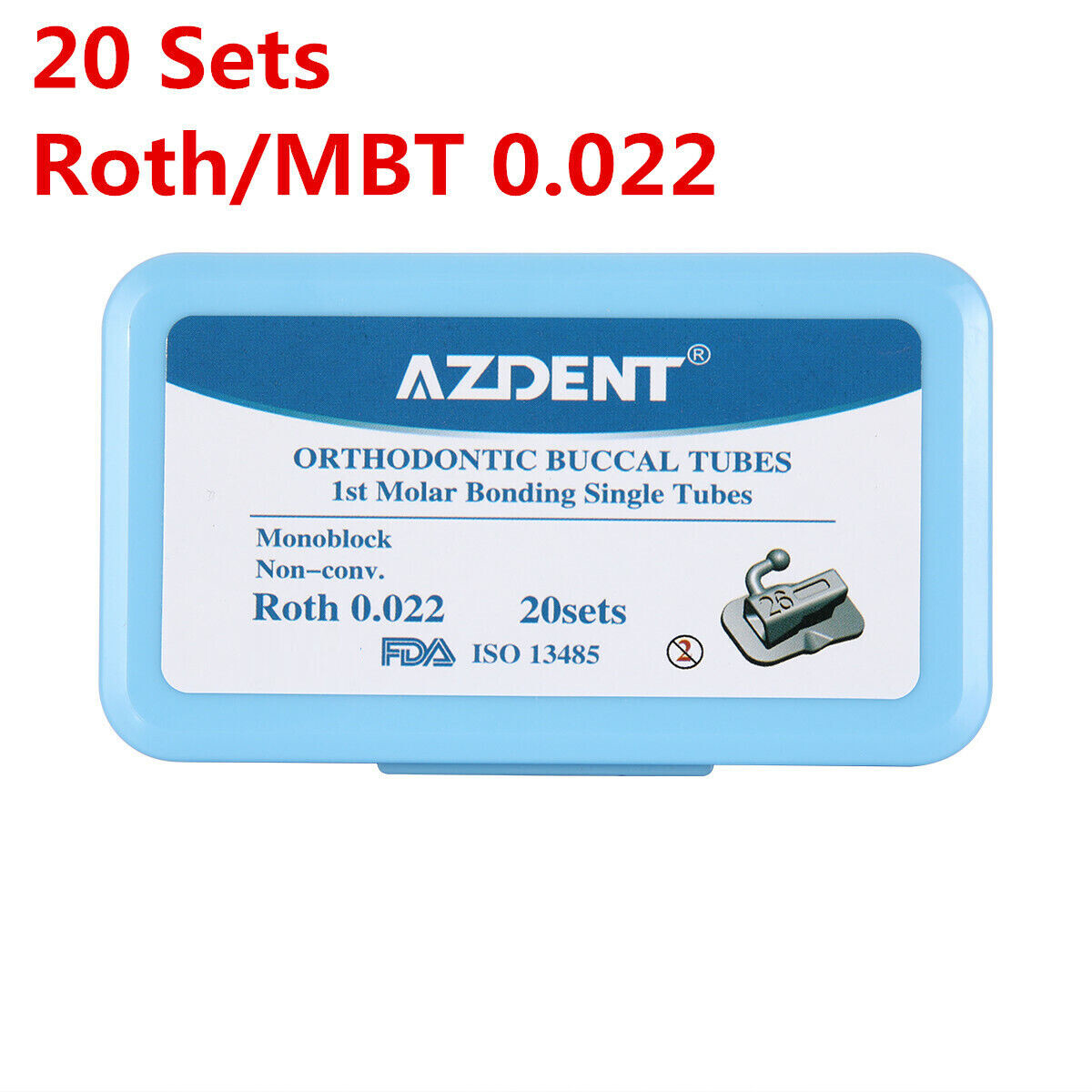 80Pcs AZDENT Dental Ortho Monoblock Buccal Tubes 1st Molar MBT/Roth 0.022