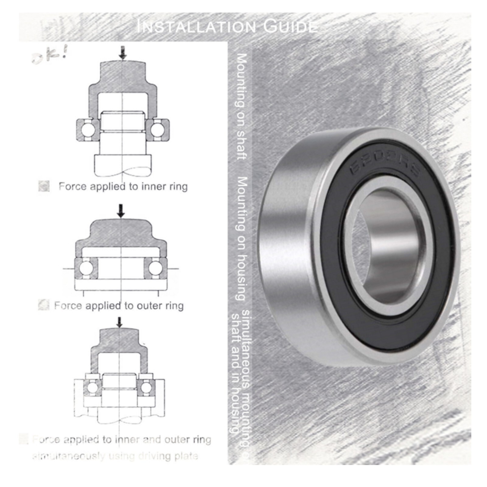 6201-ZZ Deep Groove Radial Ball Bearing 6201ZZ 12X32X10 (9 pc)