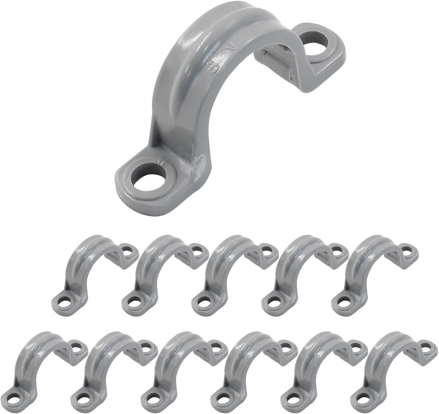 12 Pack 1/2 Inch PVC Pipe Straps 2 Hole Conduit Clamps Plastic Support Brackets