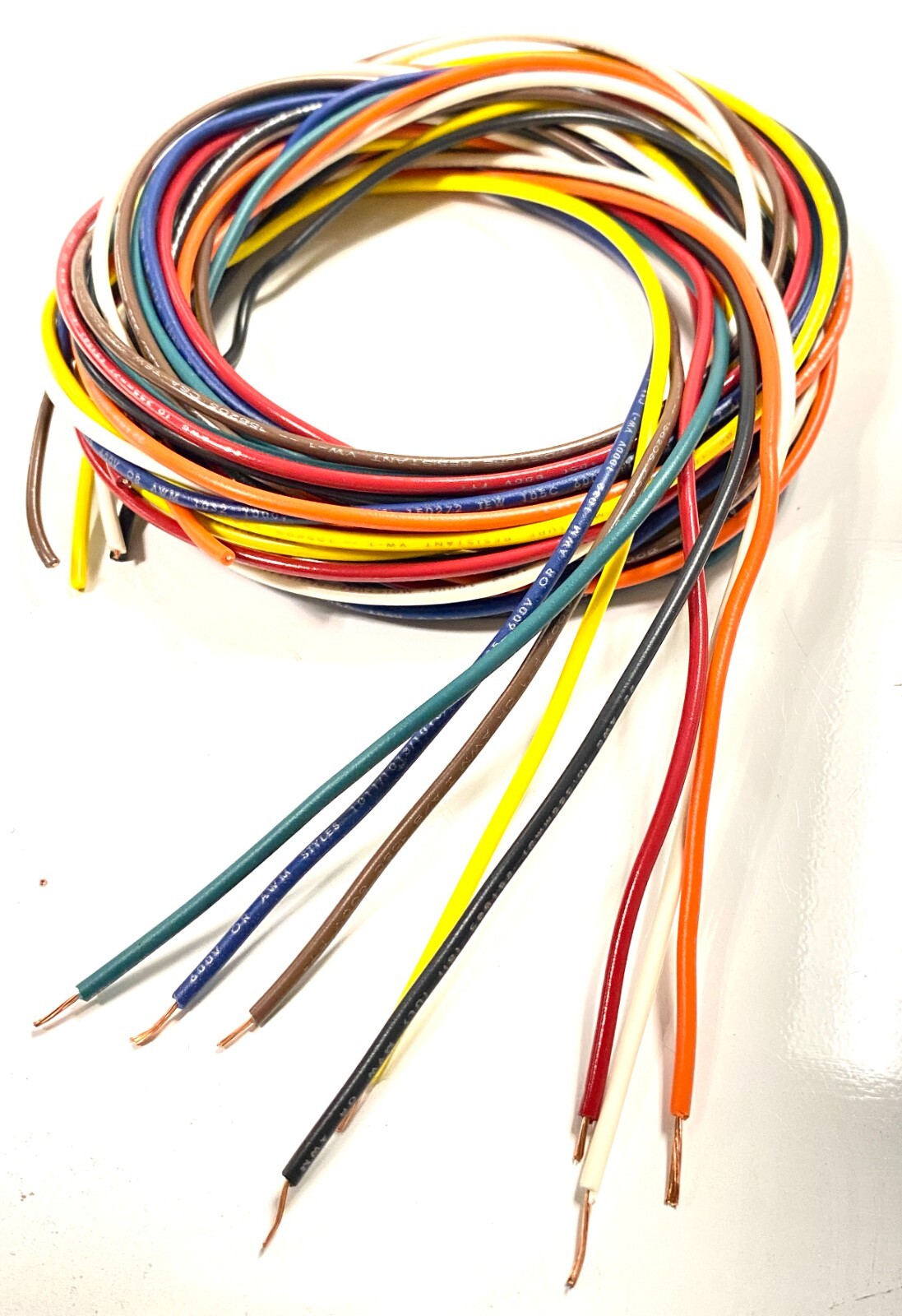 22 AWG Gauge Stranded BARE COPPER Hook Up Wire Kit 5 FT EA UL1015 600V 8 COLORS