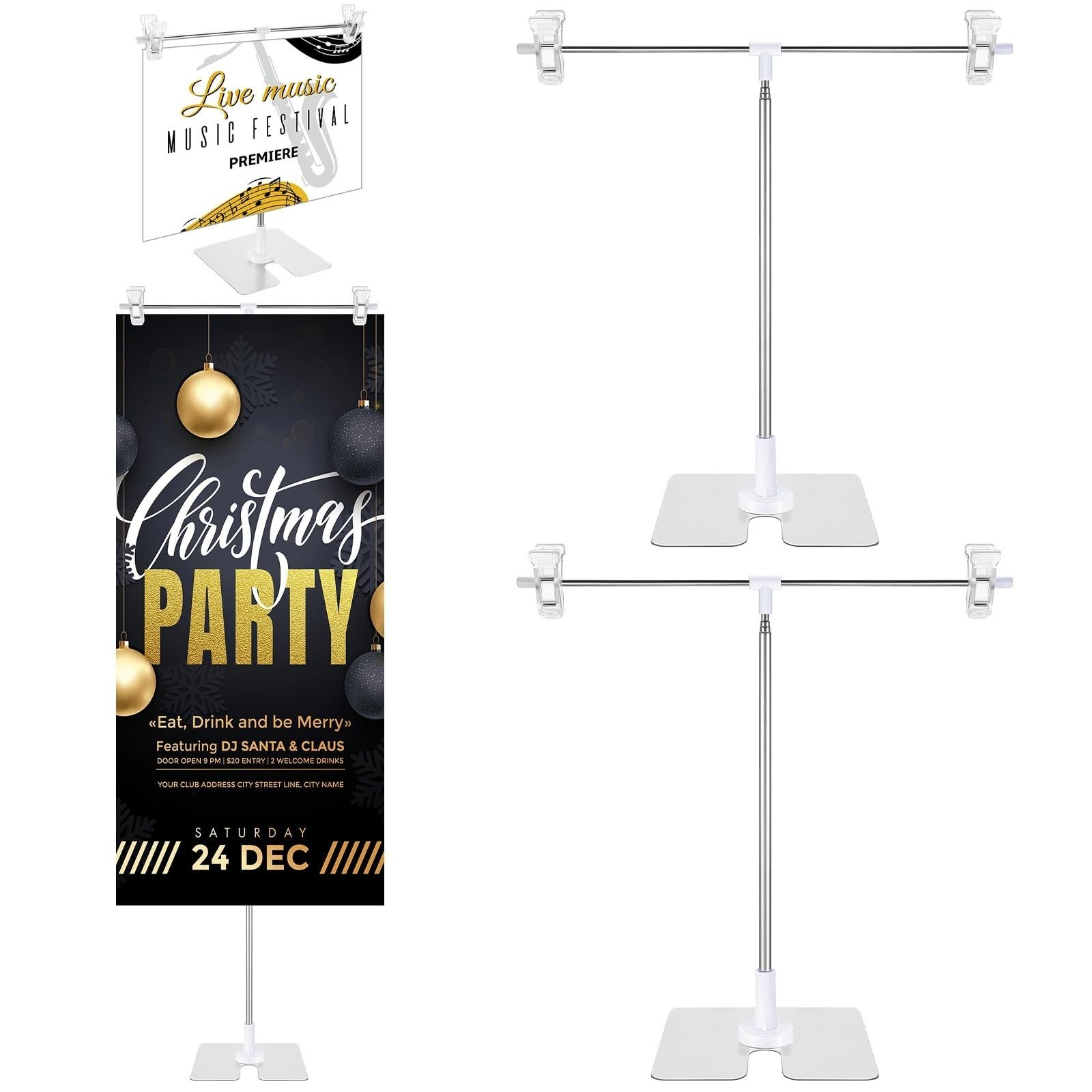 4 Pack Adjustable Metal Banner Holder Table Top Banner Display Poster Stand T…