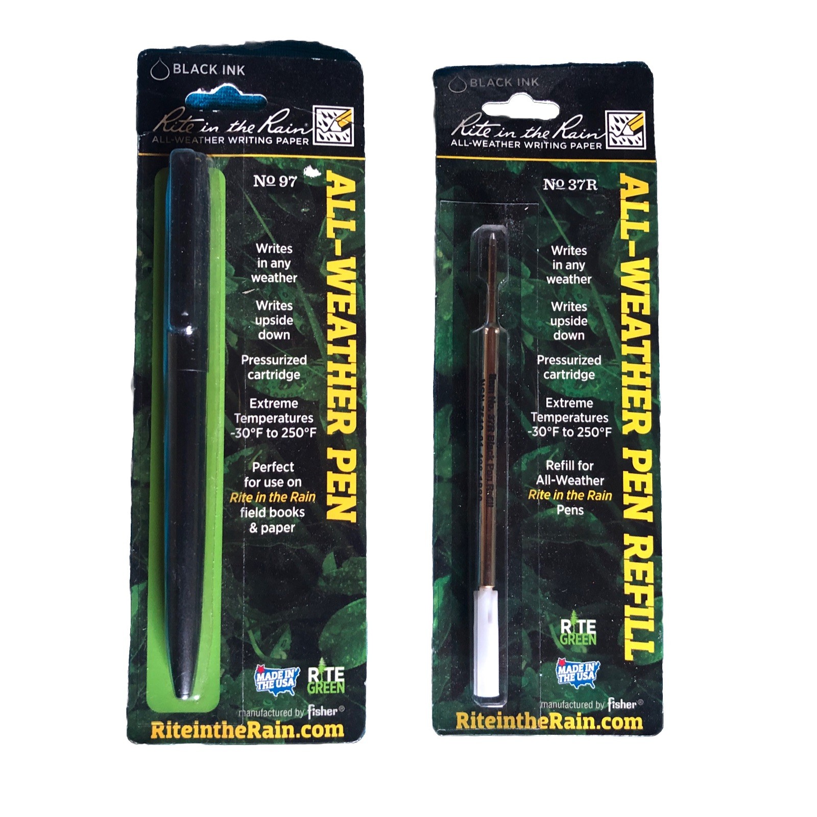 New In Package Rite in the Rain Clicker Black Metal 5.25″ Writing Pen 97