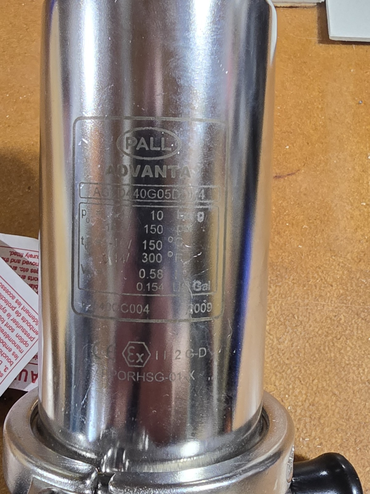 Pall Advanta SS Fluid Filtration Housing Single Cartridge AGTD440G05DDH4