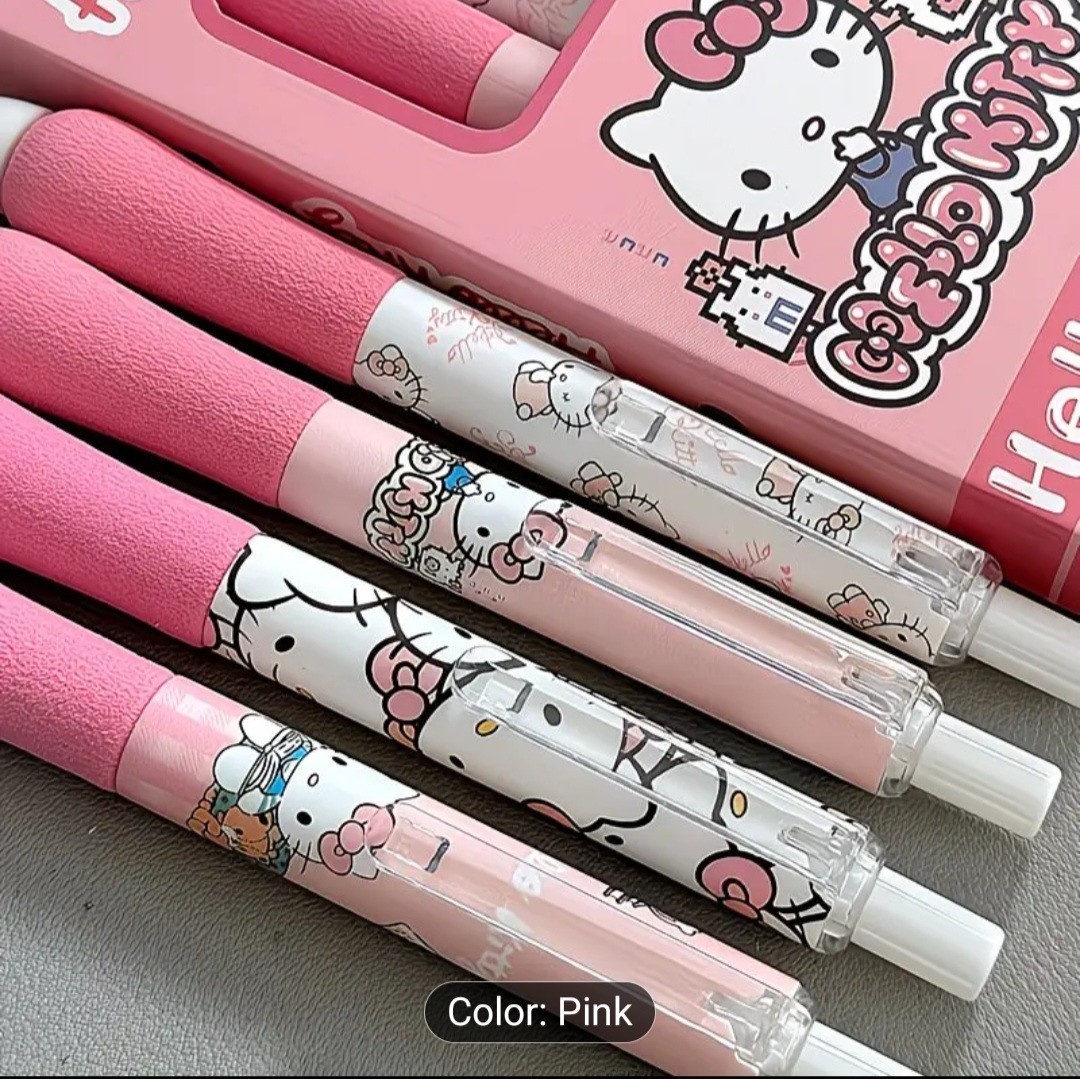Sanrio Pink & White] 4 Adorable Pink and White Gel Pens | 0.5mm Medium Tip, Char