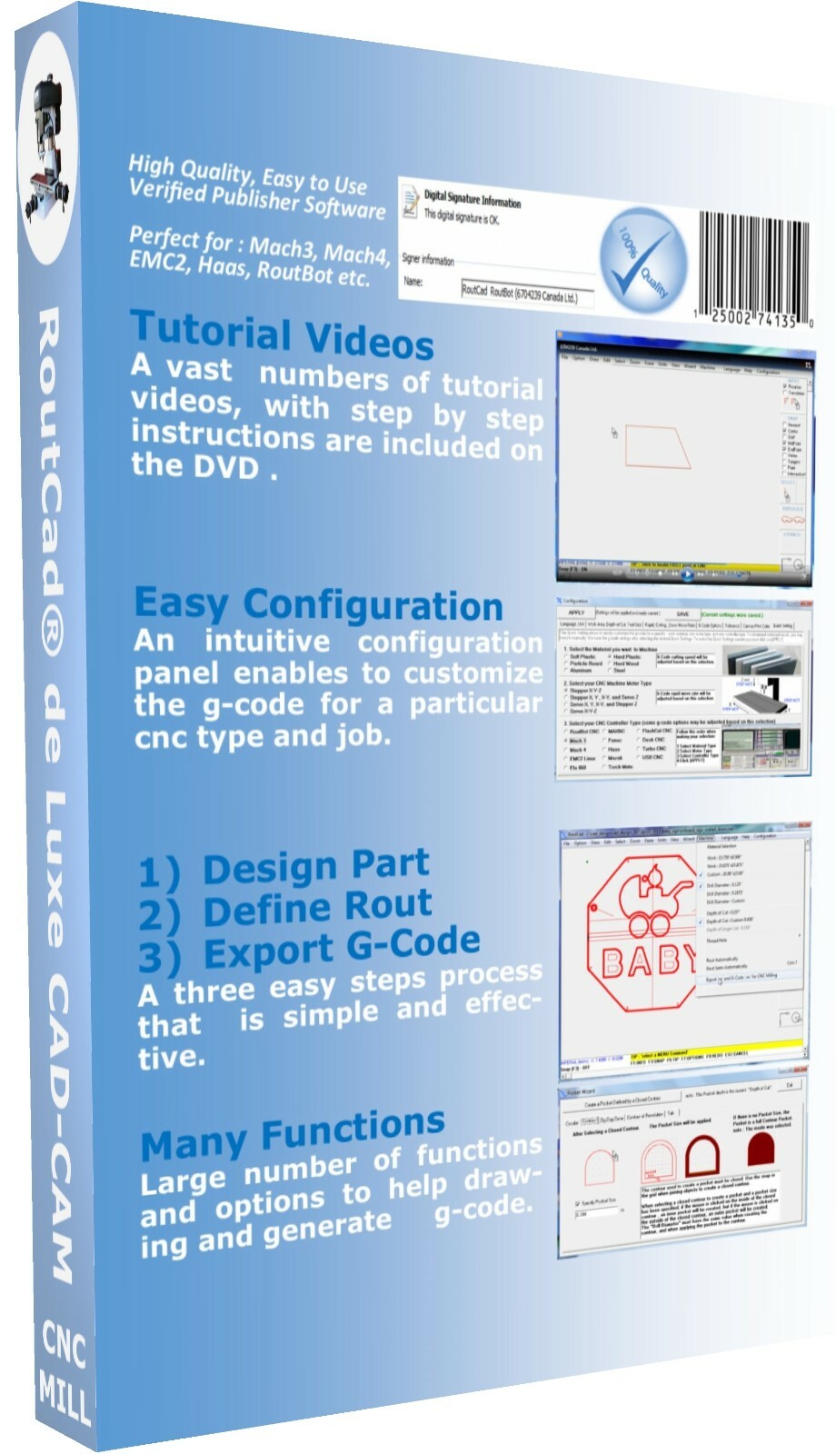 CAD CAM Software Luxe CNC Mill Mach 3 EMC2 G-Code with tutorial video Download