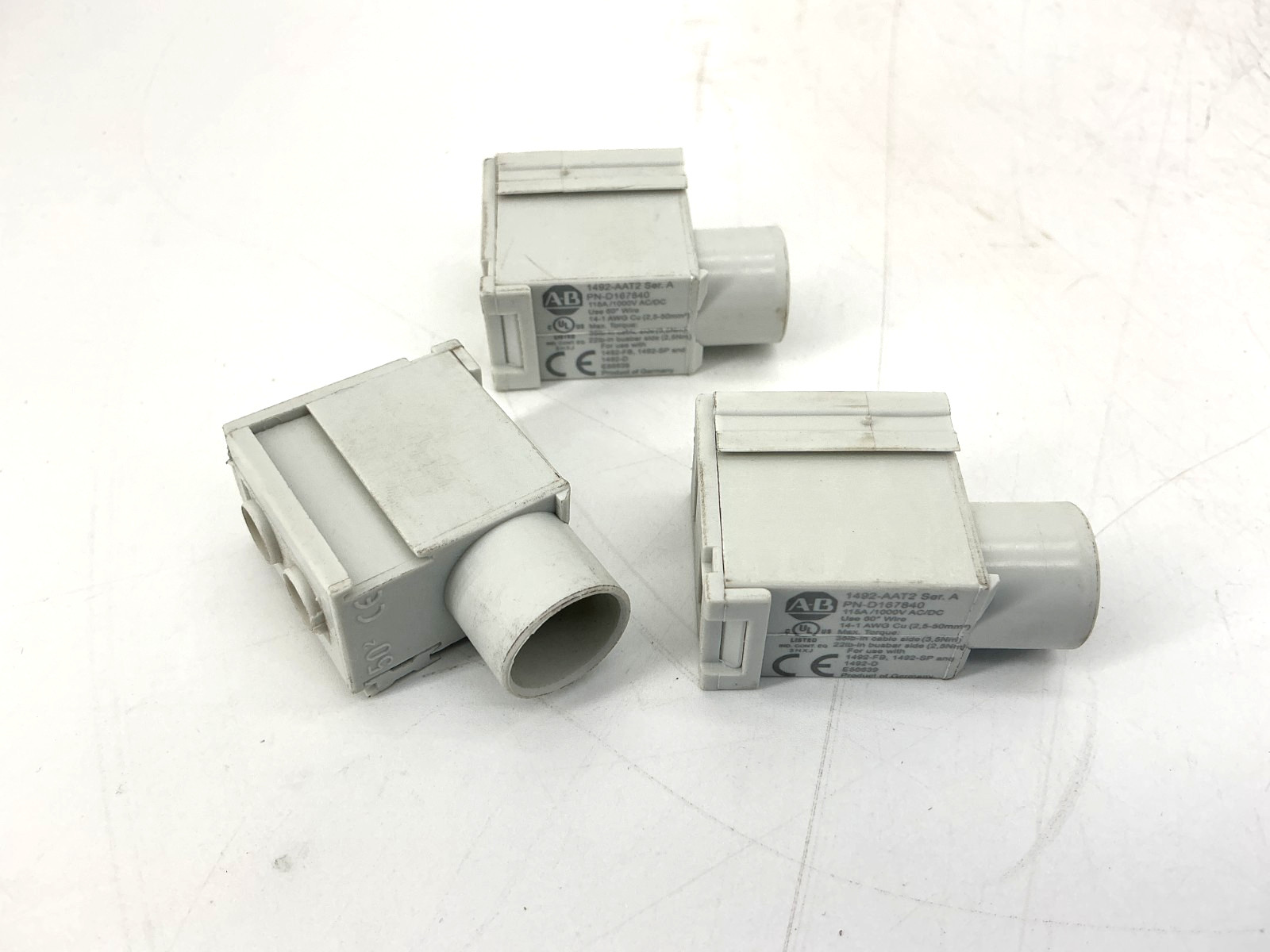 Lot of 3 New Allen Bradley 1492-AAT2 Ser A Dedicated Power Feed 115A 1000V