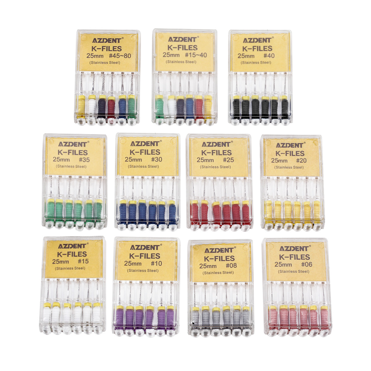 6pcs Dental Endo Root Canal Files Stainless Steel K-Files Hand Use 25/21mm