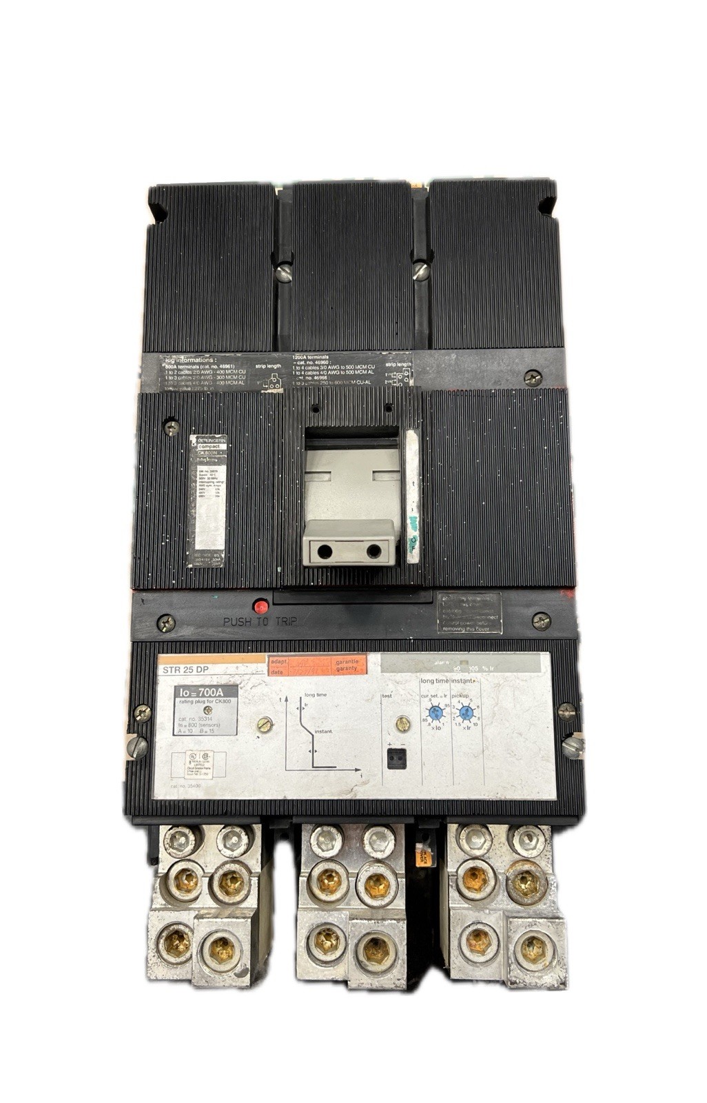 Merlin Gerin Compact CK800N 800A Frame 700A Rated 3P 600V ST55UP Trip w/ LSIG