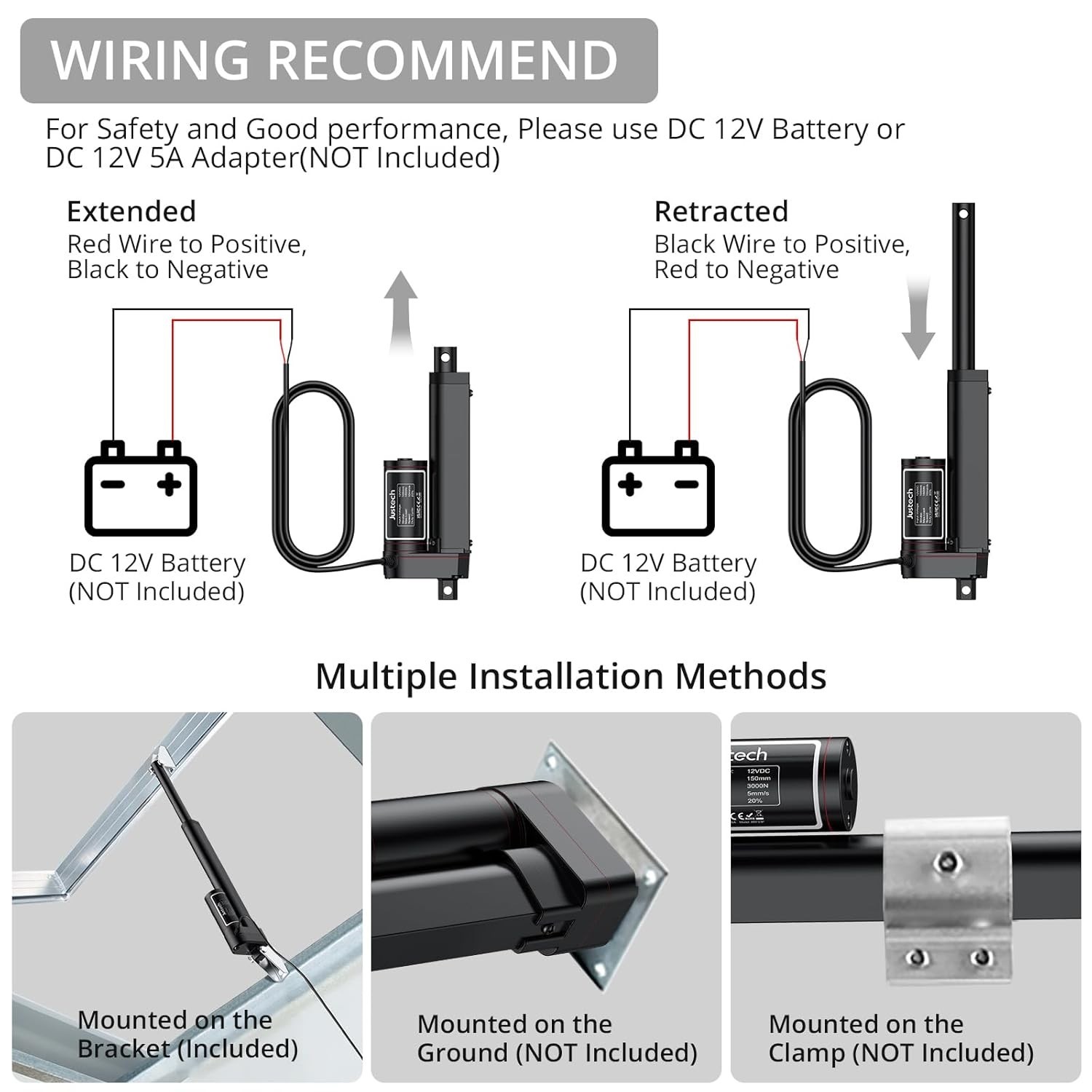Waterproof 12V Linear Actuator 4in/100mm 330LBS – Reliable Automation Accessory