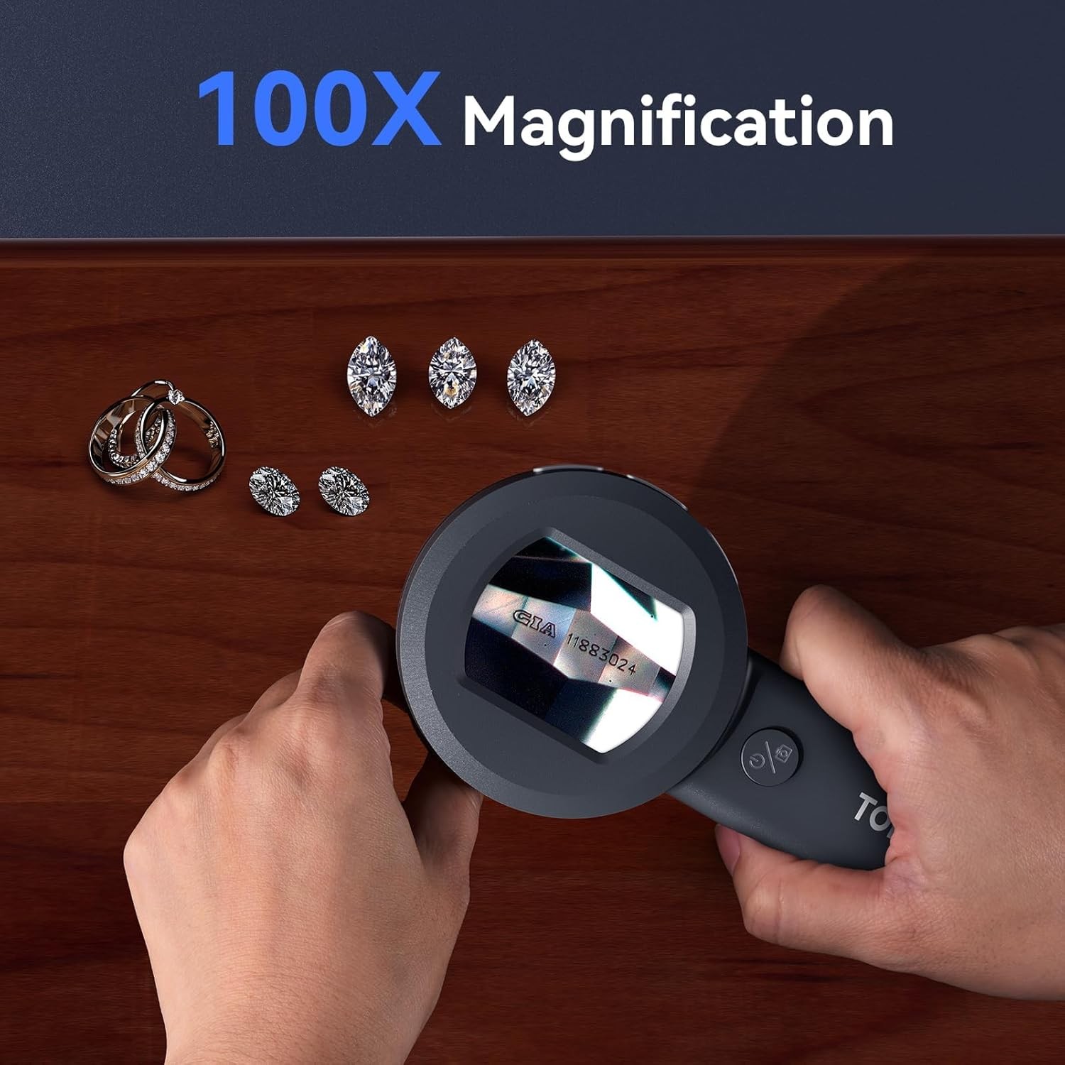 TOMLOV 2″ Digital Microscope 20X Coin Microscope Jewelers Loupe LED Illuminated