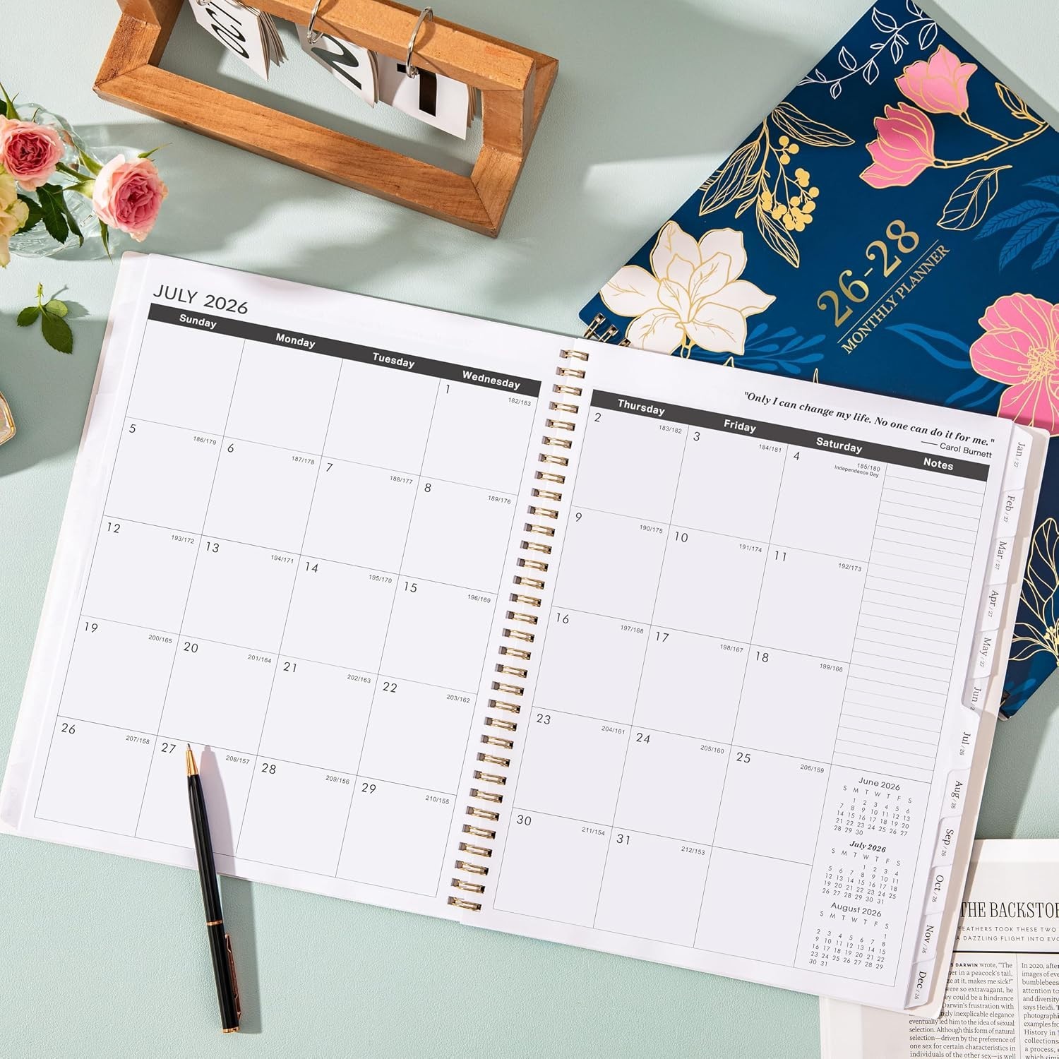 2026-2028 Elegant Desk Calendar 9″ x 11″ – Functional Monthly Planner with Tabs