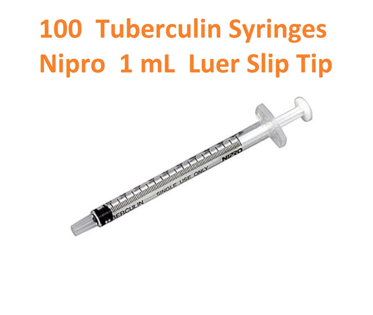 Nipro 1ml Tuberculin Syringe Luer SLIP Sterile 1 mL / 1cc Syringe JD+01T, 100 Ct
