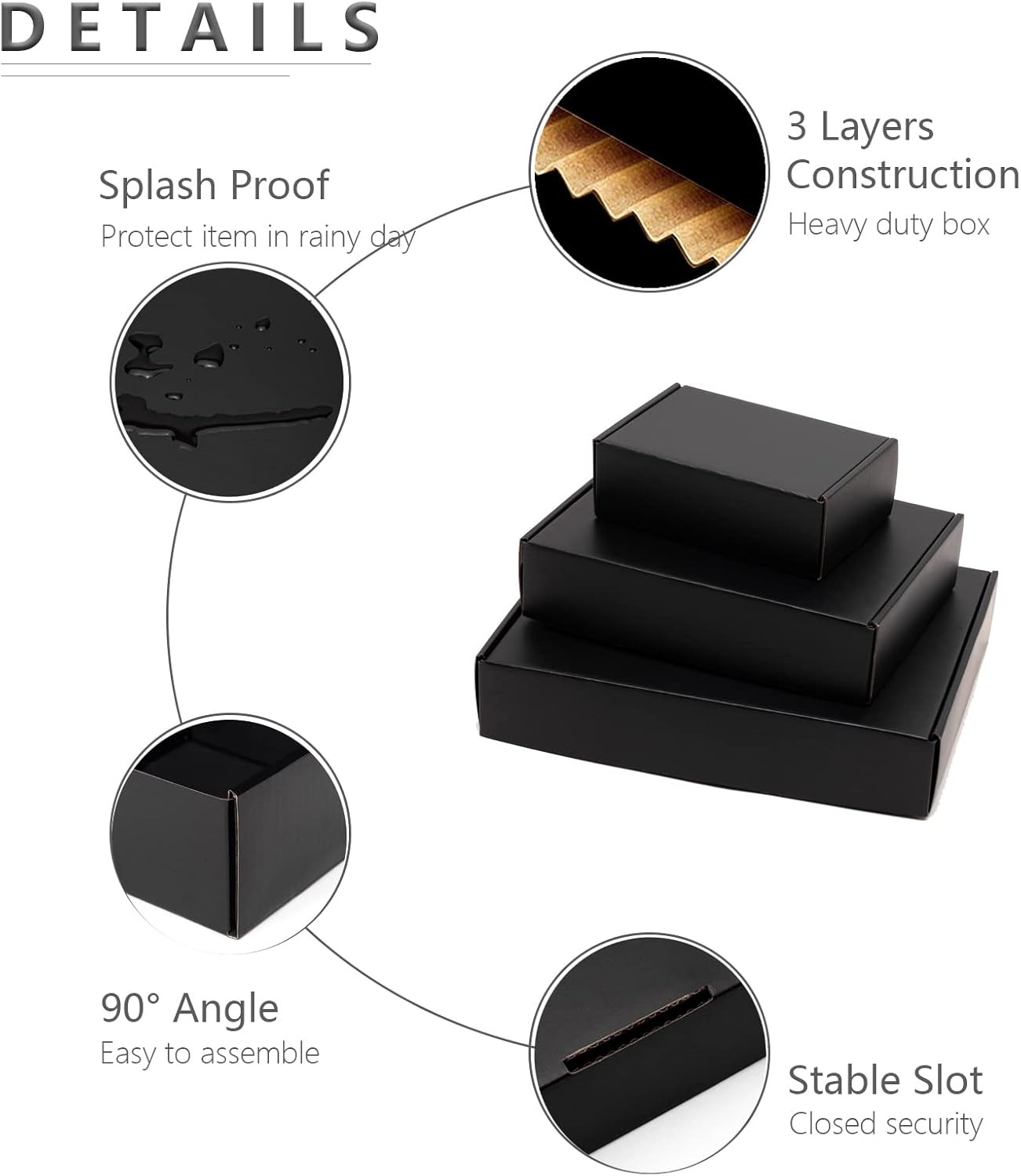 7X5X4 Inches Black Shipping Boxes 25 Pack – Corrugated Cardboard Mailing Box Fo