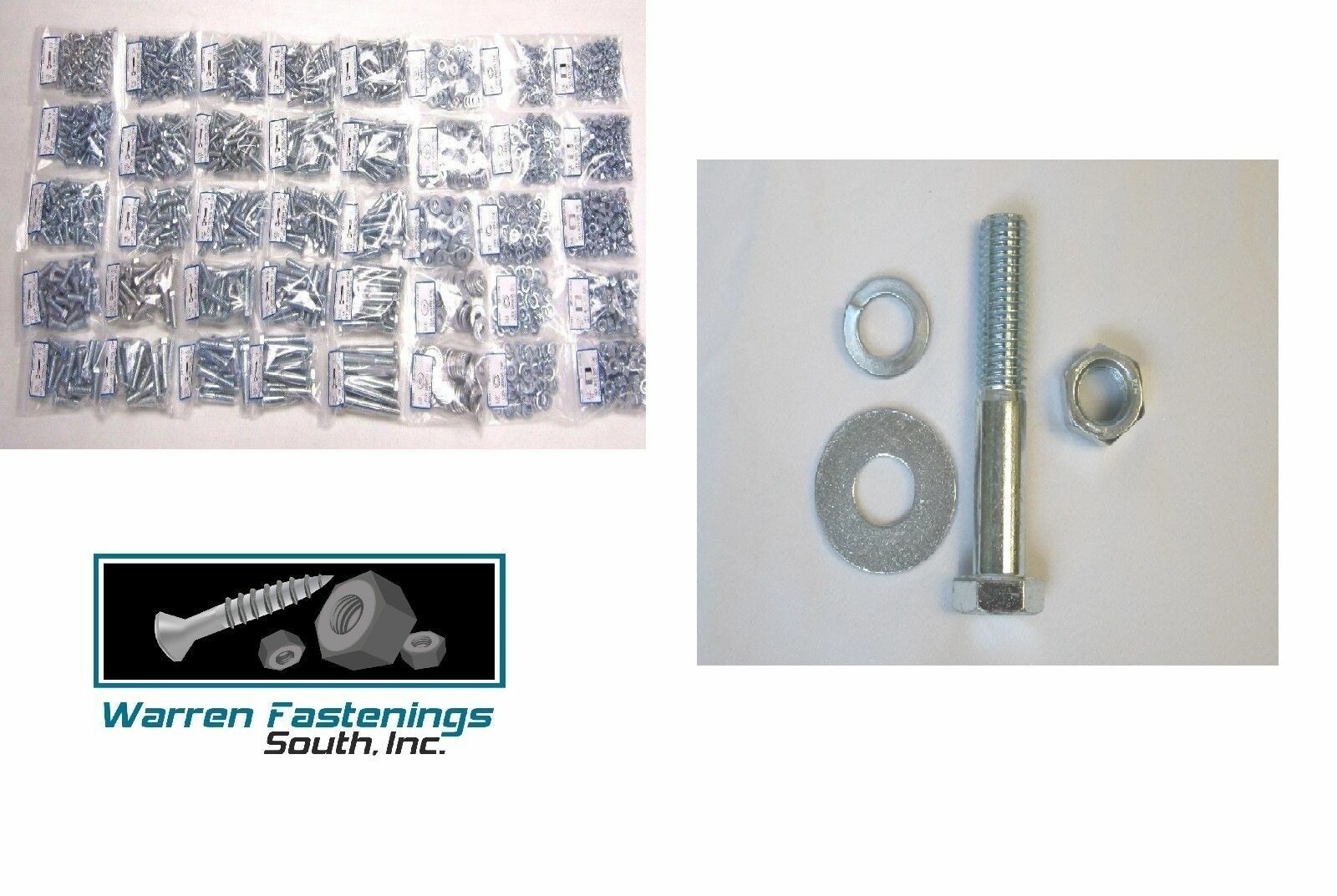 635pcs Grade 5 Coarse Thread Hex Head Bolts, Nuts, Washers Assortment ZP