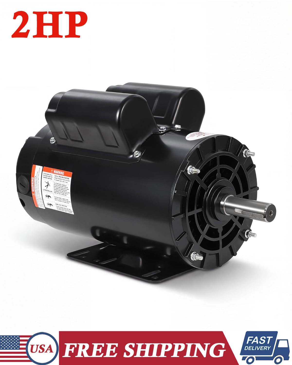 2HP Air Compressor Electric Motor 230V 5/8″ Keyed Shaft CCW/CW Rotation 3450 RPM