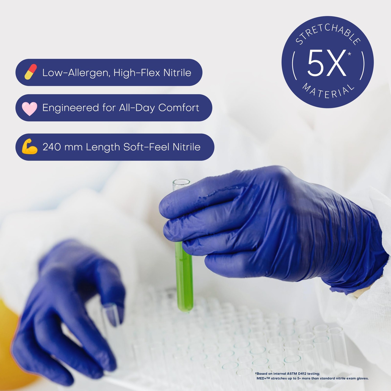 Supmedic Nitrile Exam Gloves, 4 Mil Med+ Medium, Medium (Blue Violet)