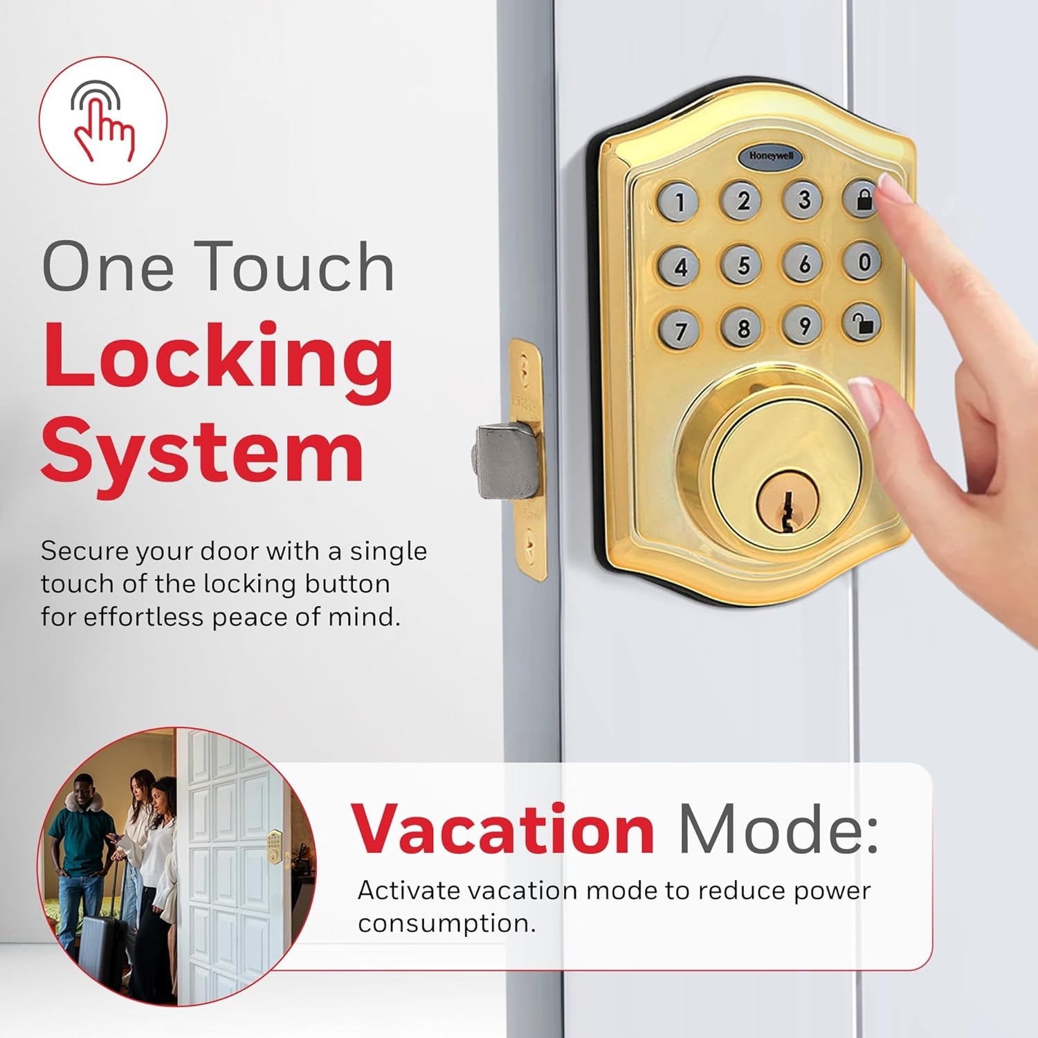 Honeywell Electronic Deadbolt Polished Brass (8712009)
