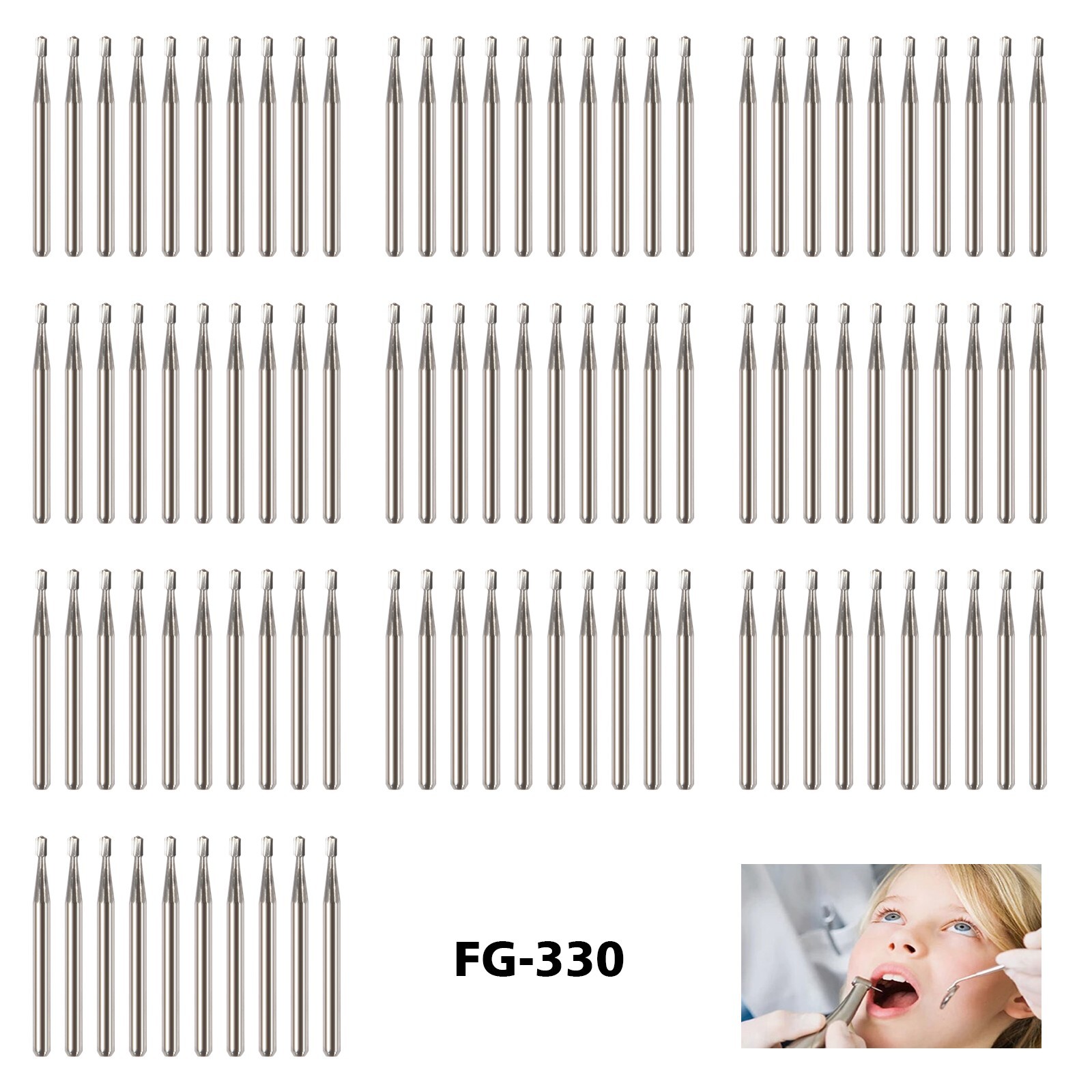 Dental Midwest Friction Grip FG #330 Pear Shaped Carbide Bur 100/Pk