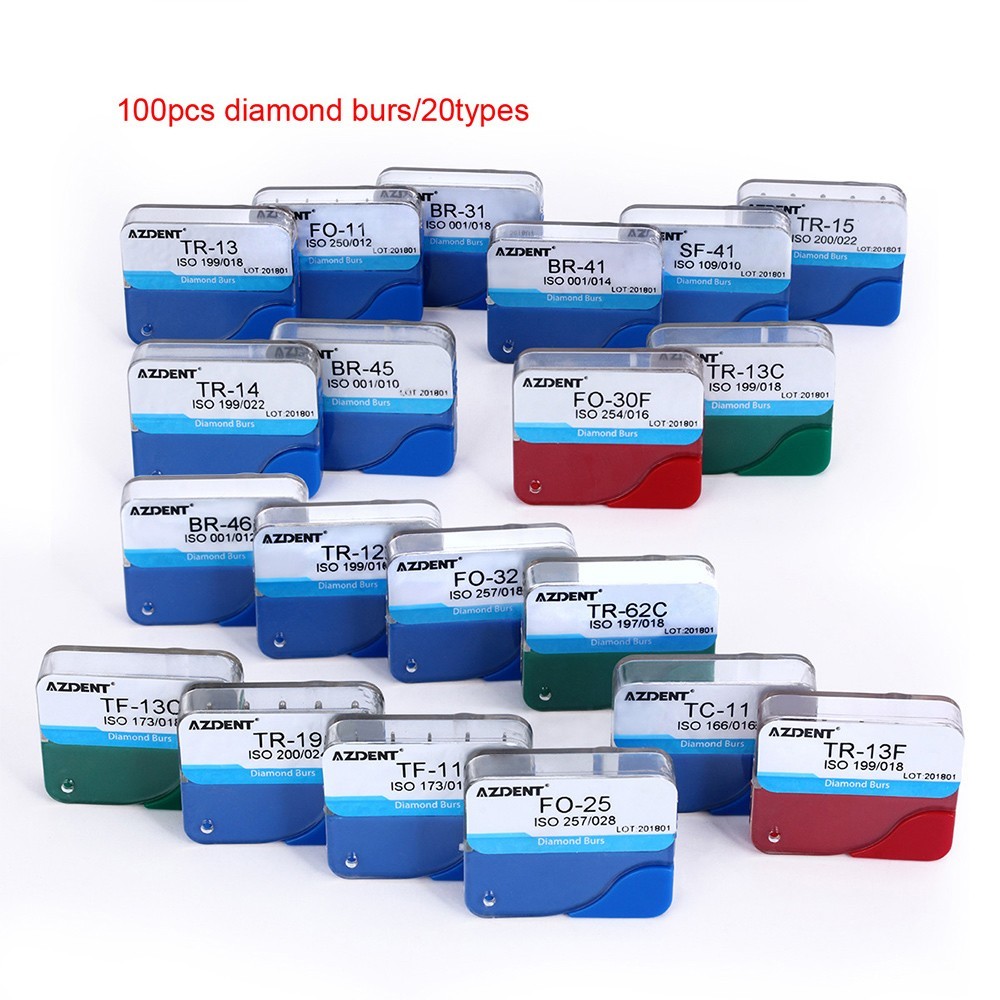 100pcs Dental Diamond Burs for High Speed Handpiece Medium 1.6mm Friction Grip