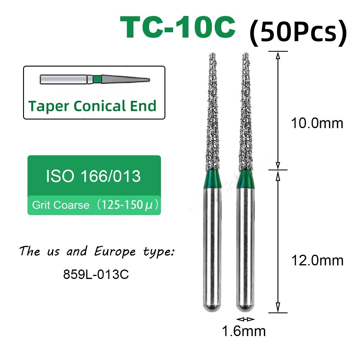 107 Types Dental Diamond Burs Dentistry Drills Green Coarse Grit For High Speed