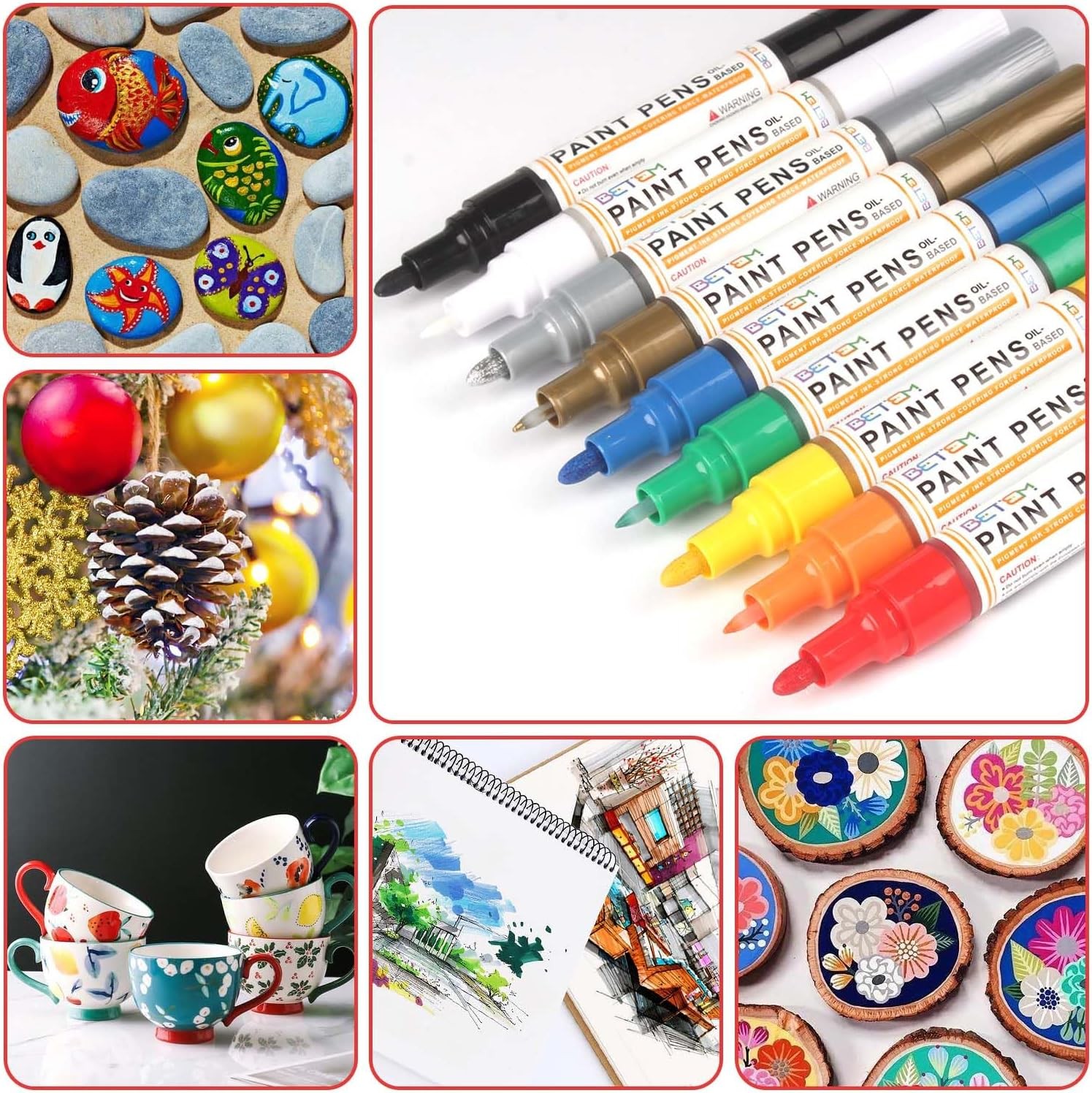 9 Count Dual Tip Oil Based Paint Markers Acrylic Paint Pens(0.7mm & 3mm),