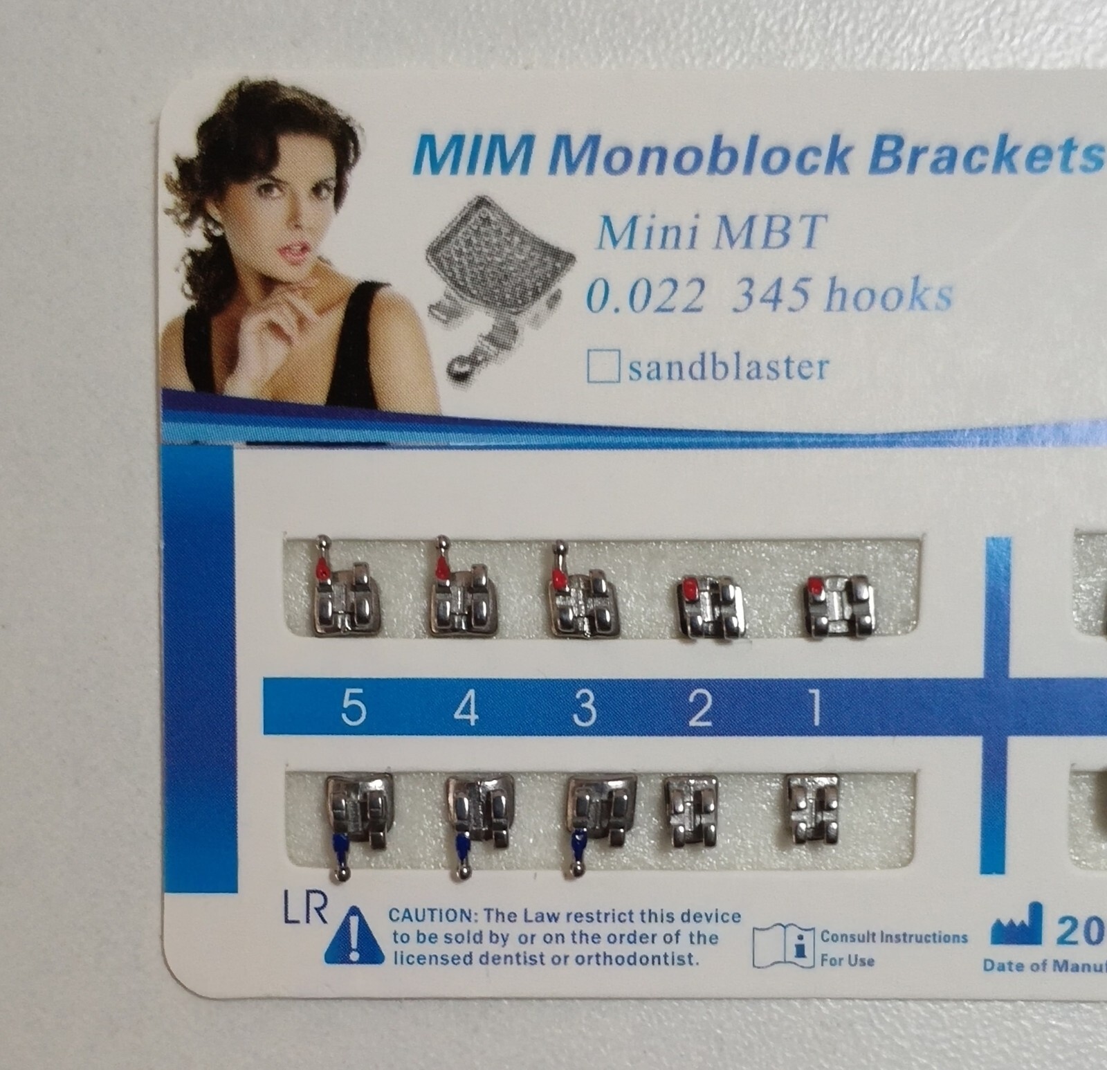 50 Sets Dental Orthodontics MIM Monoblock Metal Brackets Mini MBT 022 345 hooks