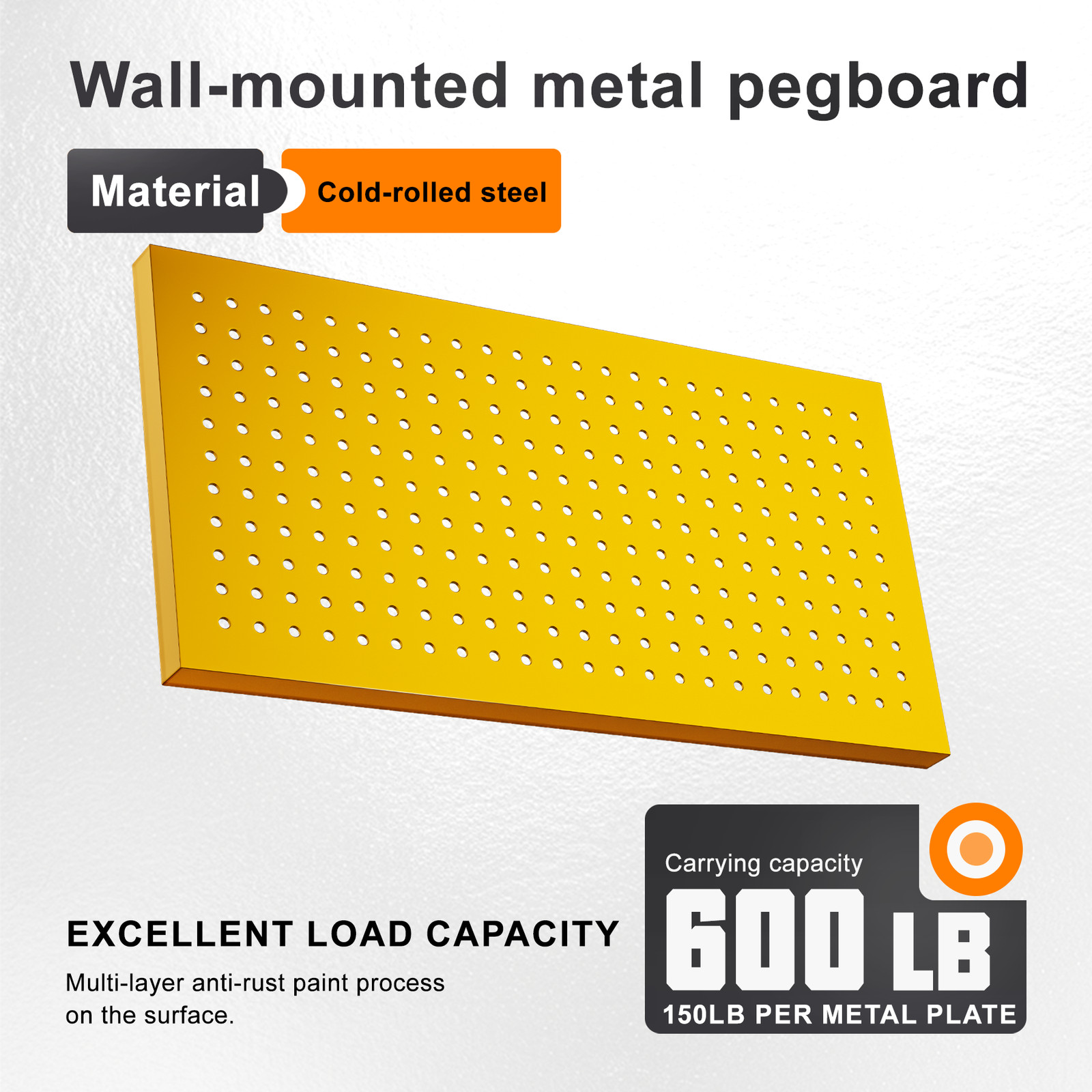 4 Pack 24″ x 12″ Metal Pegboard Panels Wall Organizer for Garage Tool Heavy Duty