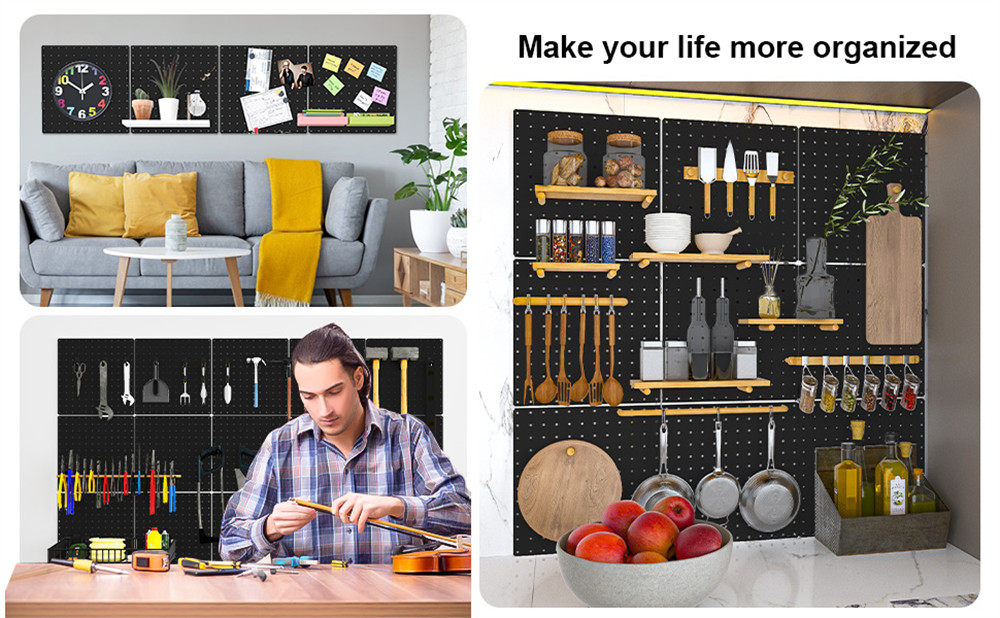 4 Pack Metal Pegboard Panels Black Pegboards Wall Organizer For Walls Home
