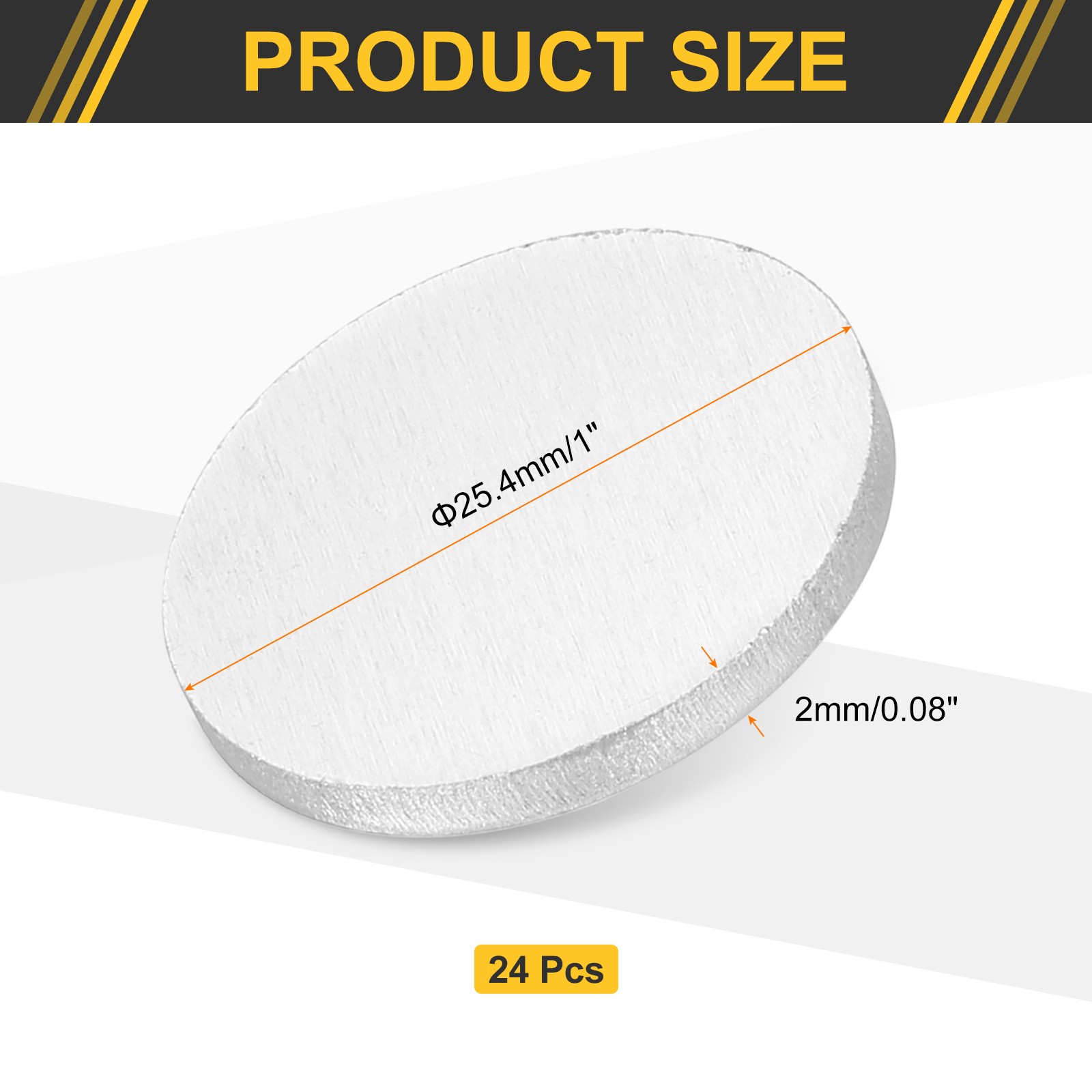 24Pcs Aluminum Disc 1″(25.4mm) Dia 0.08″(2mm) Thick Round 1060 Aluminum Sheets