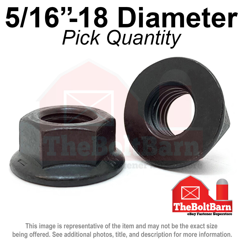 5/16″-18 Grade 8 Smooth Hex Flange Nuts Coarse Black Phos & Oil (Pick Qty)