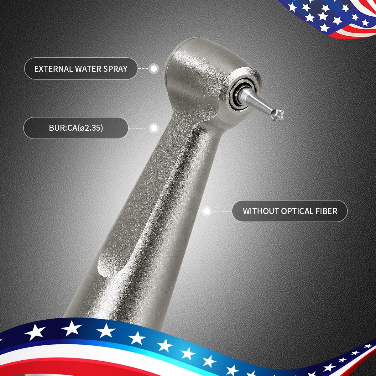 US 5X AZDENT Dental Low Speed Push button Contra Angle Handpiece