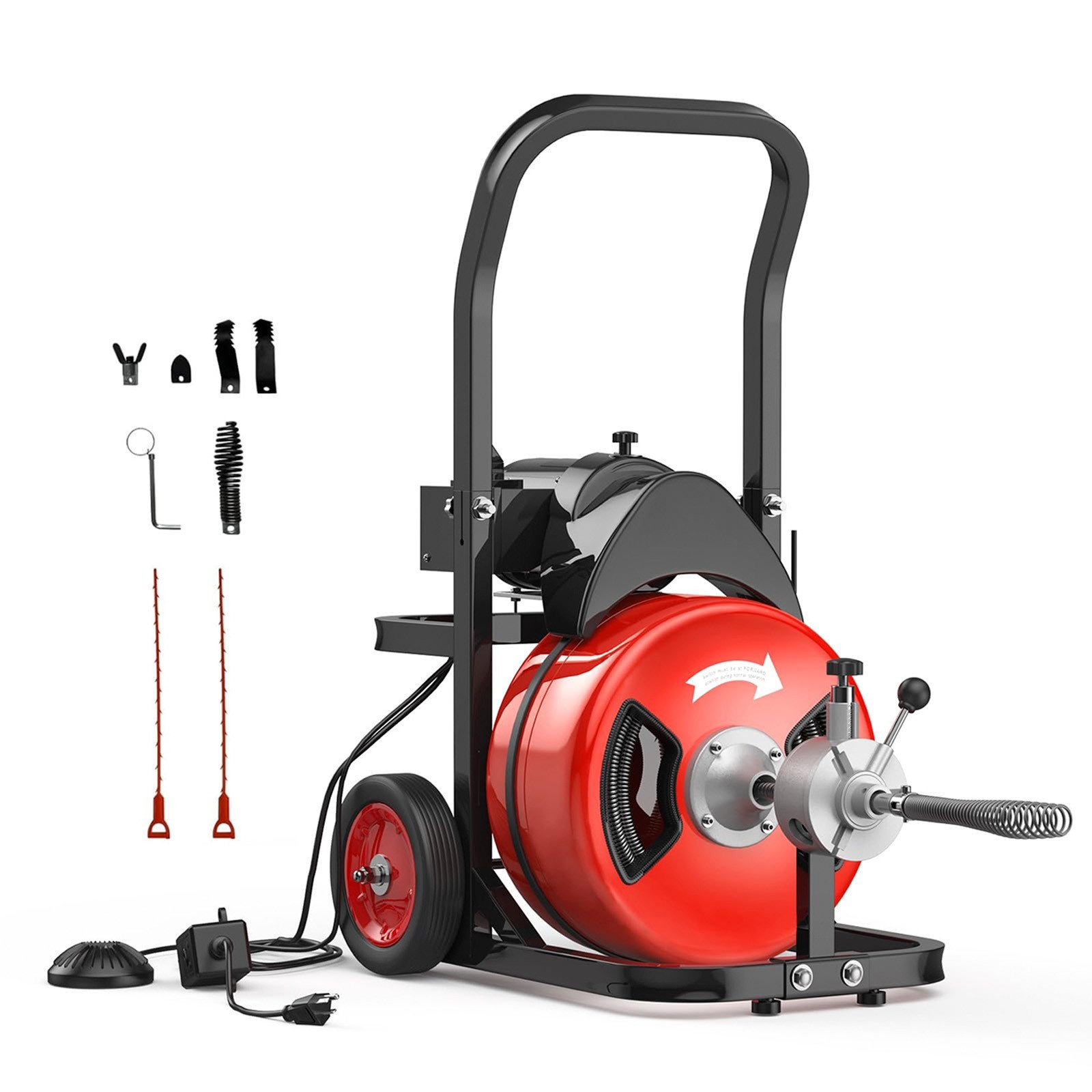750W Drain Cleaner Machine 100FT Steel Cable 1/2 Inch Electric Portable Sewer