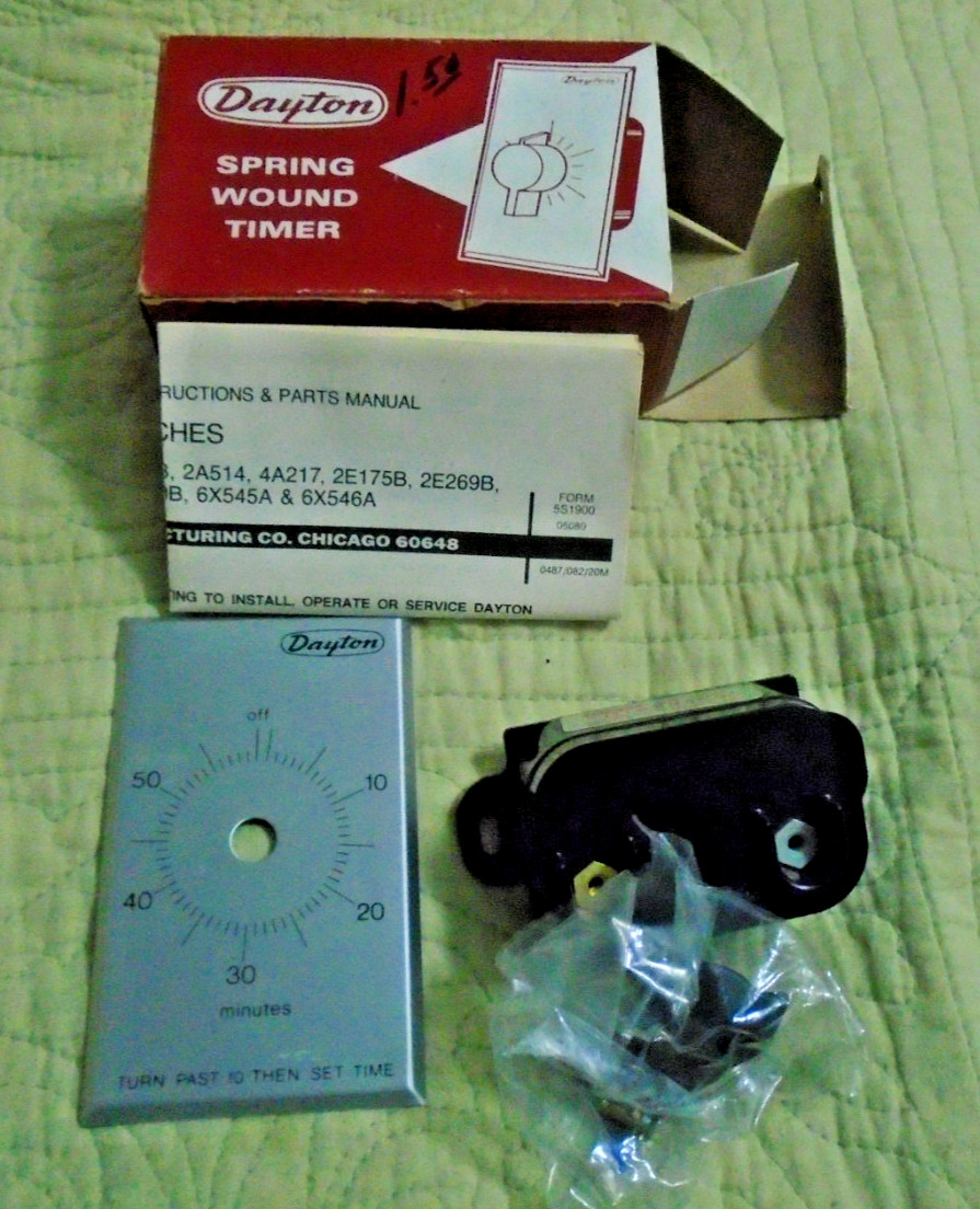 DAYTON 6X546A 60 MINUTE SPRING WOUND TIMER WITHOUT HOLD FEATURE –
