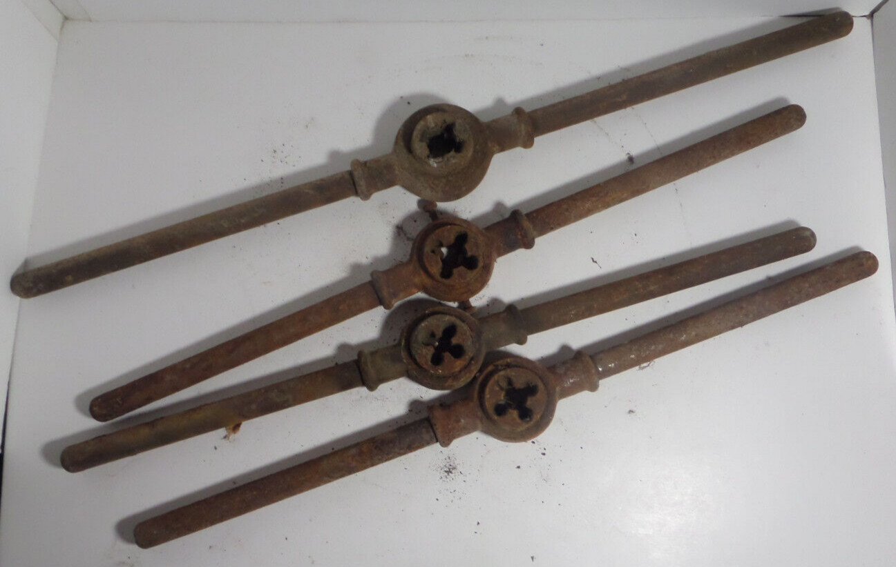 4x tap / die tools rusty rustic vintage